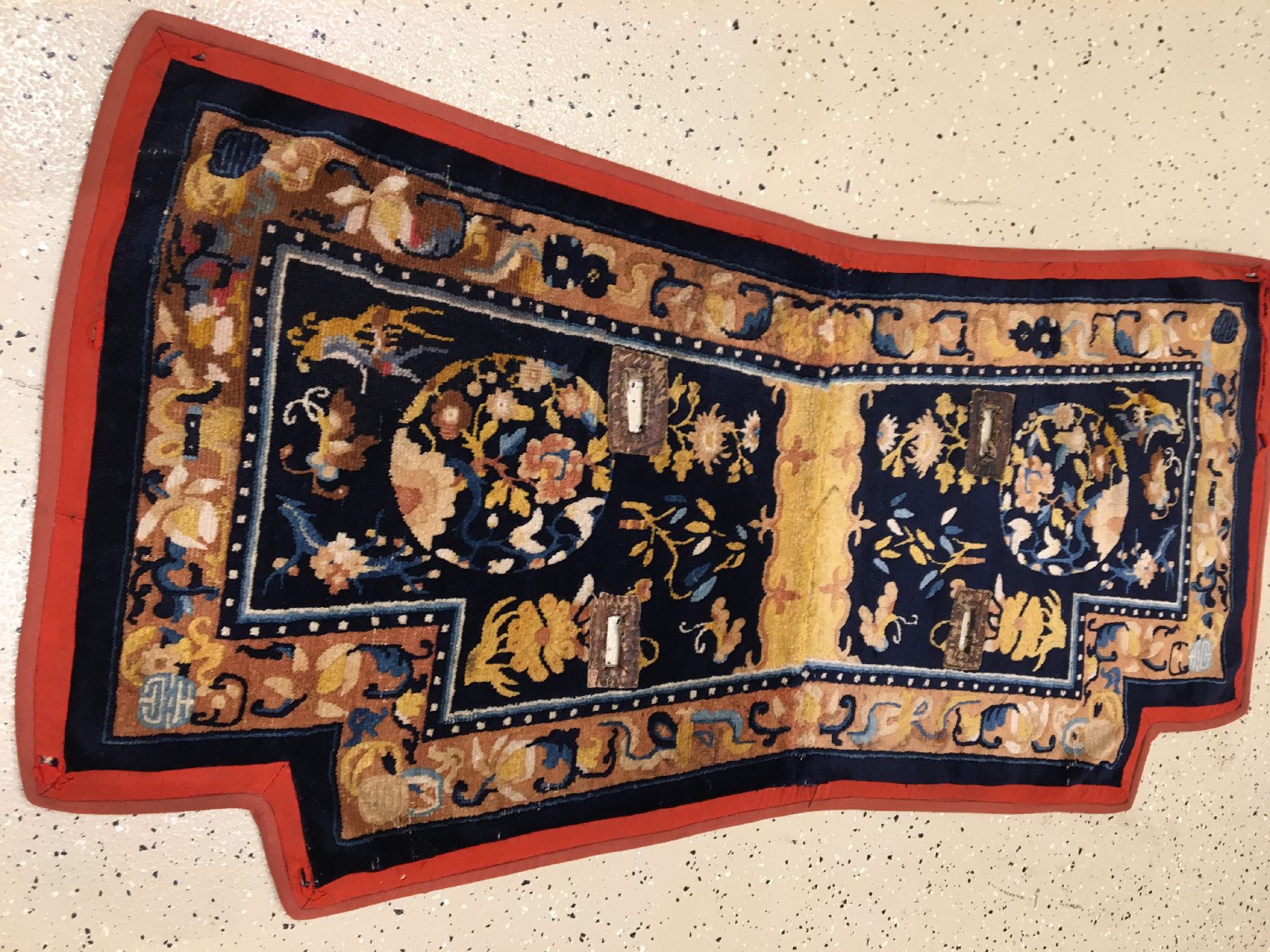 Detail a: Ning-Hsia "Sattel" antik, Westchina, 19.Jhd., Wolle geknüpft auf Baumwolle. Feiner Sattel aus den Werkstätten Ning-Hsias mit ...