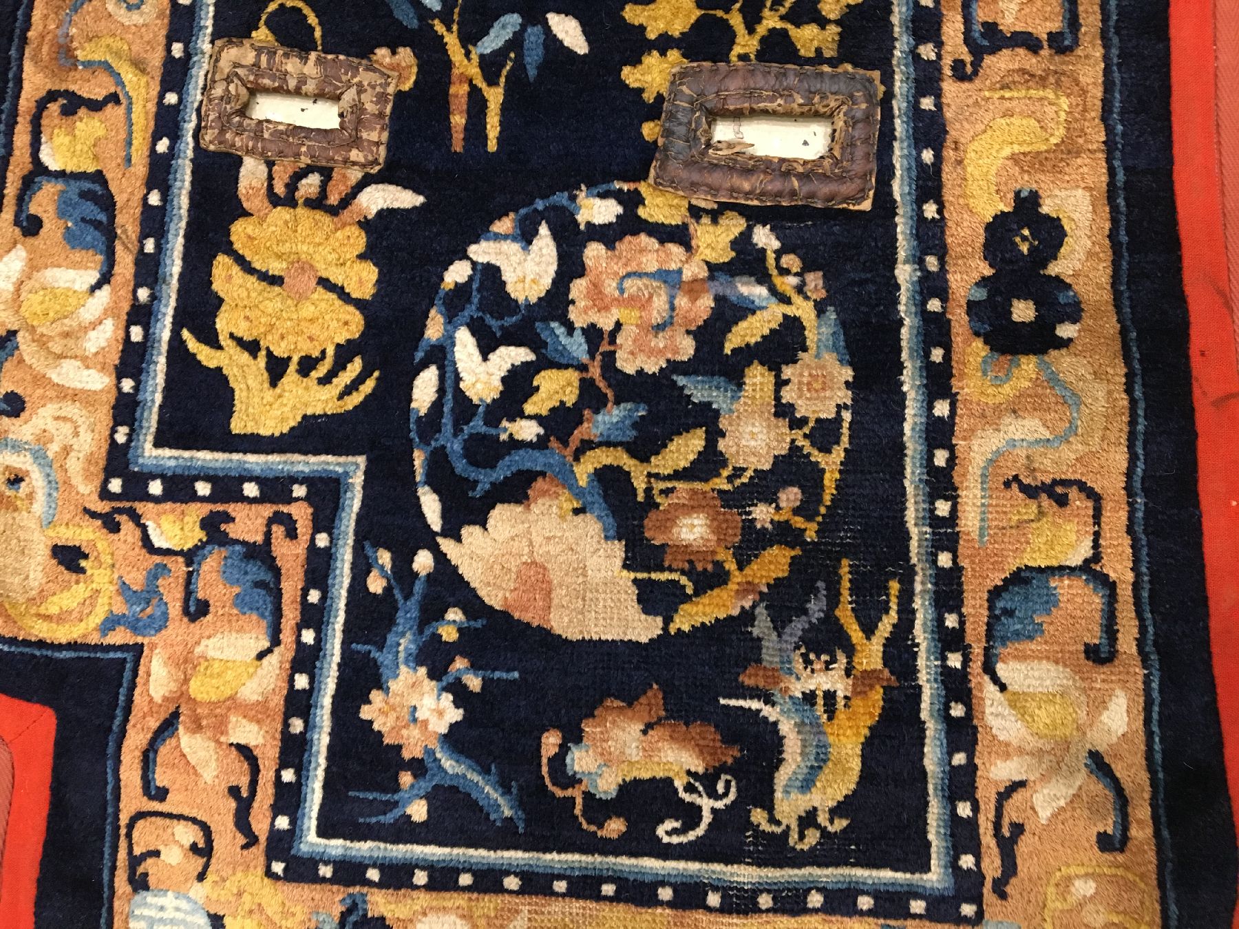 Detail b: Ning-Hsia "Sattel" antik, Westchina, 19.Jhd., Wolle geknüpft auf Baumwolle. Feiner Sattel aus den Werkstätten Ning-Hsias mit ...