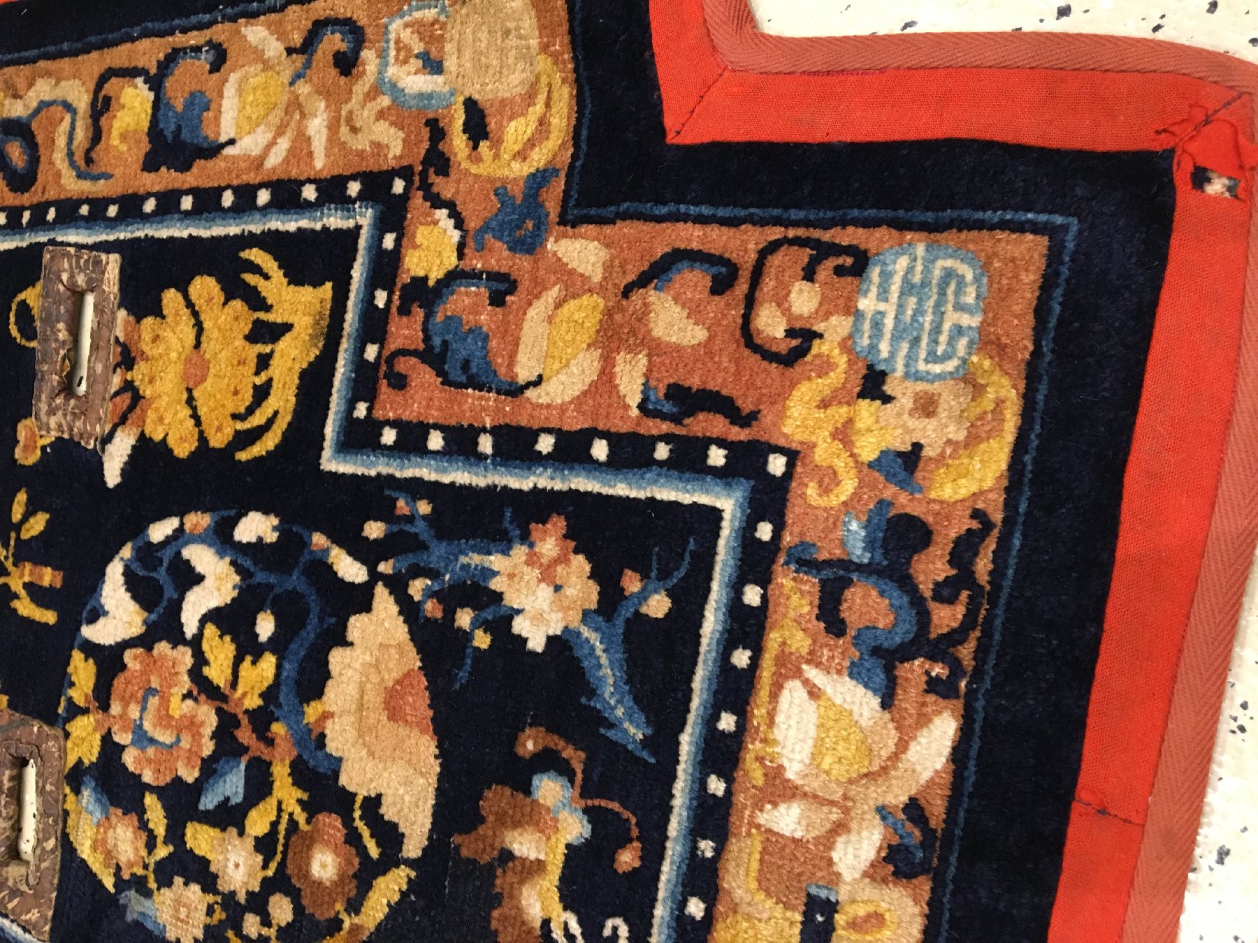 Detail e: Ning-Hsia "Sattel" antik, Westchina, 19.Jhd., Wolle geknüpft auf Baumwolle. Feiner Sattel aus den Werkstätten Ning-Hsias mit ...