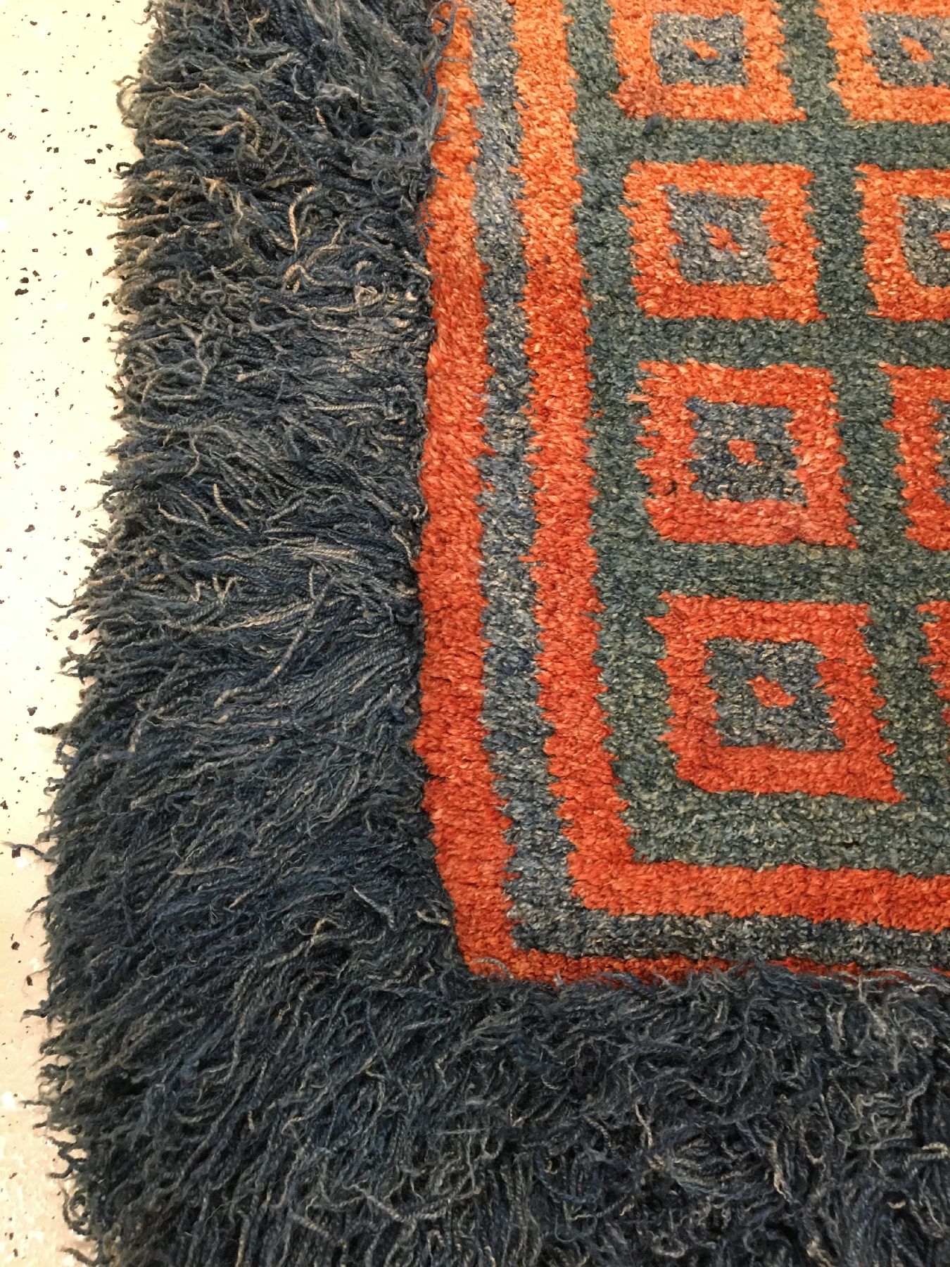 Detail c: Wangden Drumtze "Meditations-Teppich" antik, Tibet, 19.Jhd., Wolle geknüpft auf Wolle. Großer Meditationsteppich mit Schachbrett Muster ...