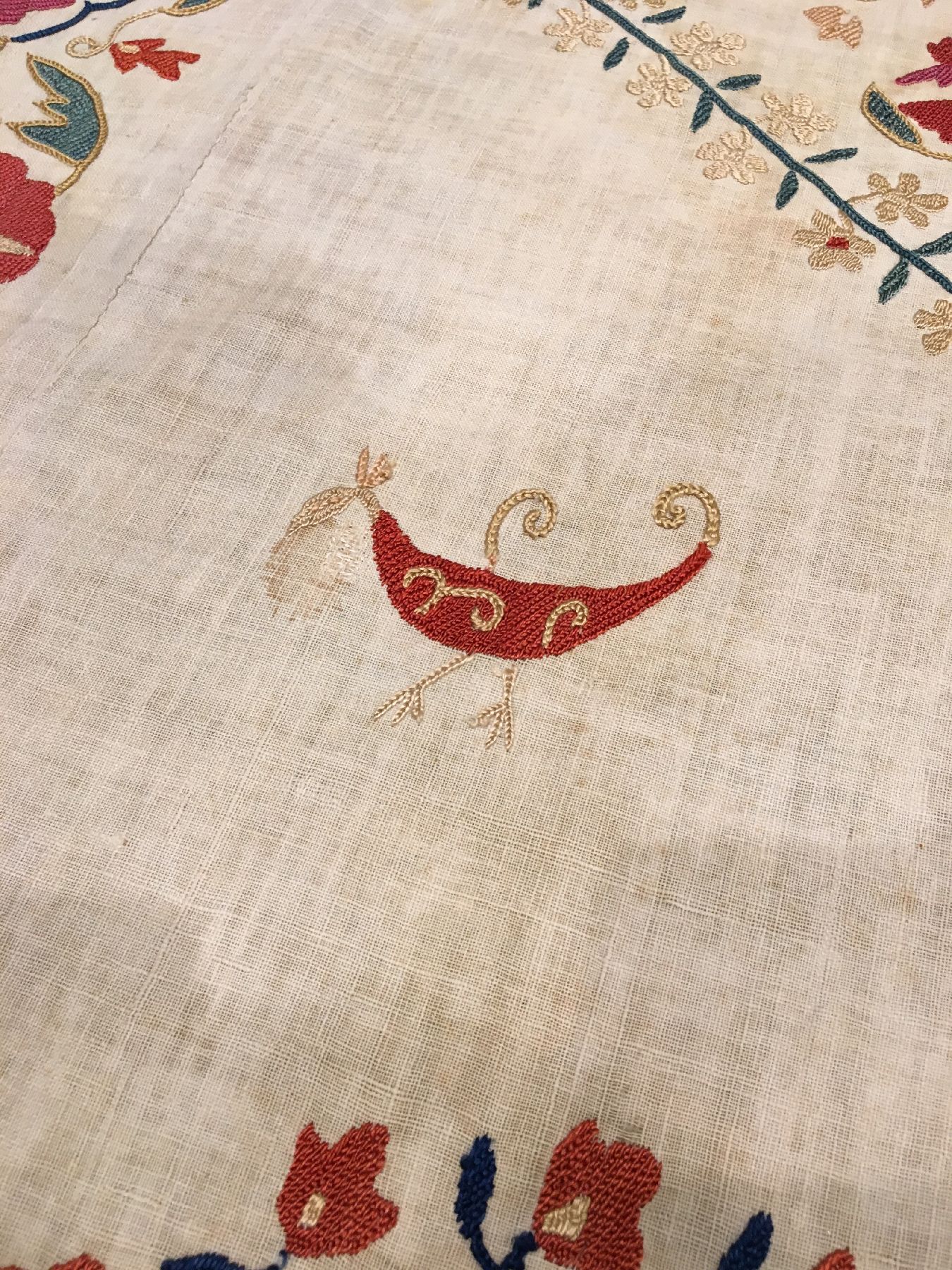Detail g: Nurata "Susani" antik, Usbekistan, 19.Jhd., Seidenstickerei auf Baumwollgewebe. Seltene Nurata Susani aus dem Südwesten Usbekistans mit ...