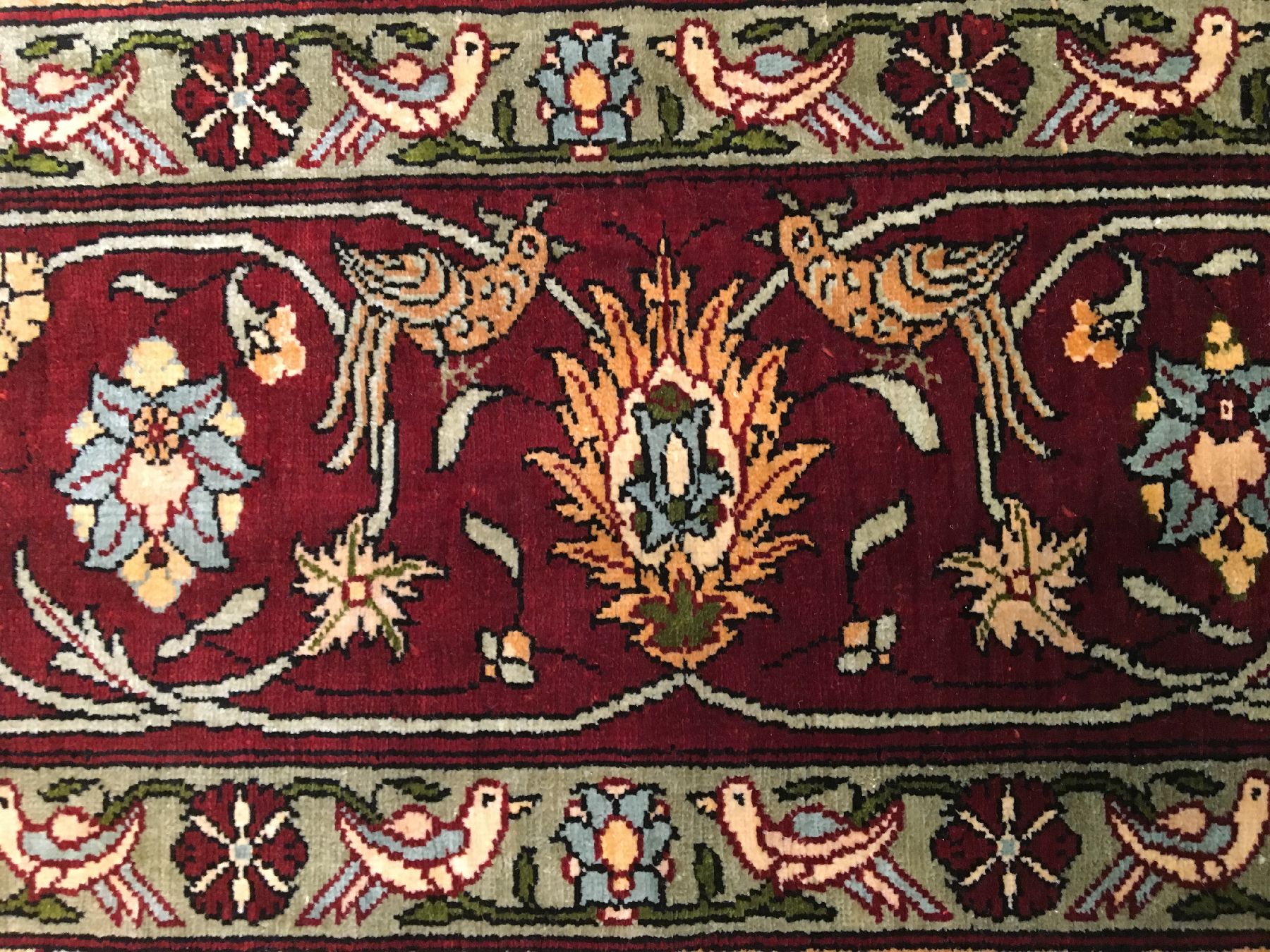 Detail f: Feiner Seiden Hereke "Özipek" alt (Signiert), Türkei, um 1960, reine Naturseide. Feiner Seiden Hereke mit ausdrucksstarken Farben. ...