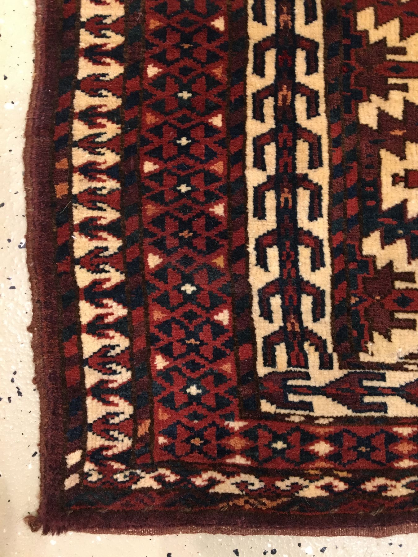 Detail d: Yomud "Asmalyk" antik (Mit Seiden-Highlights), Turkmenistan, Ende 19.Jhd., Wolle mit Seiden-Highlights geknüpft auf Wolle. Kamelschmuck ...