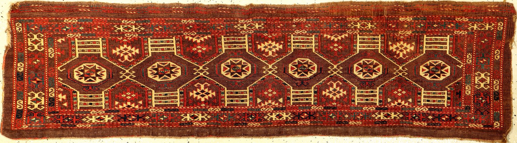 Seltener Tschaudor "Jollar" antik, Turkmenistan, frühes 19.Jhd., Wolle geknüpft auf Wolle. Rarer Schmuckbehang der Tschaudoren mit ...