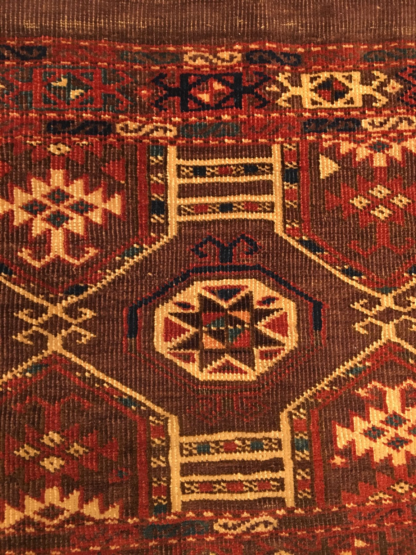 Detail b: Seltener Tschaudor "Jollar" antik, Turkmenistan, frühes 19.Jhd., Wolle geknüpft auf Wolle. Rarer Schmuckbehang der Tschaudoren mit ...
