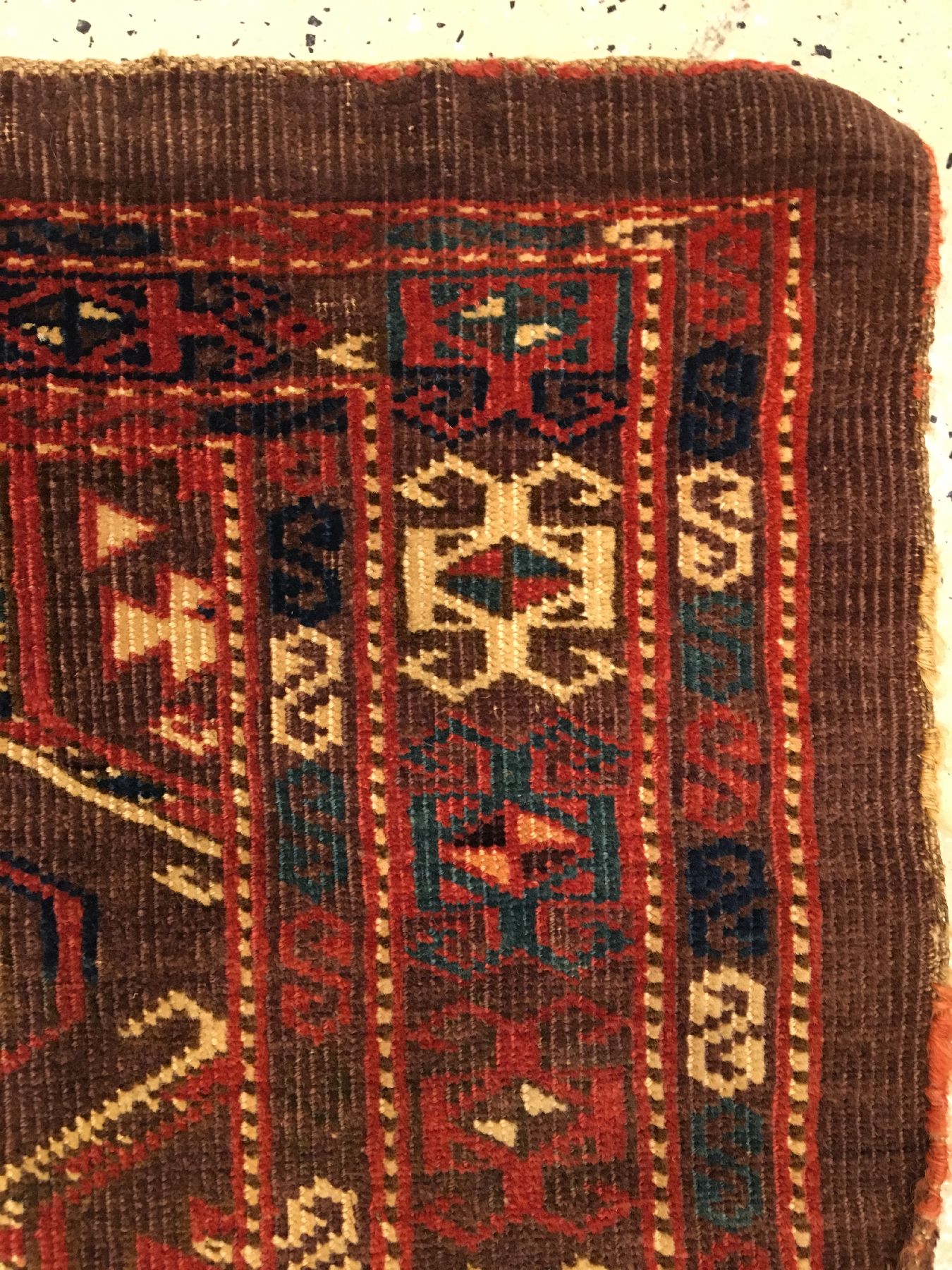 Detail d: Seltener Tschaudor "Jollar" antik, Turkmenistan, frühes 19.Jhd., Wolle geknüpft auf Wolle. Rarer Schmuckbehang der Tschaudoren mit ...