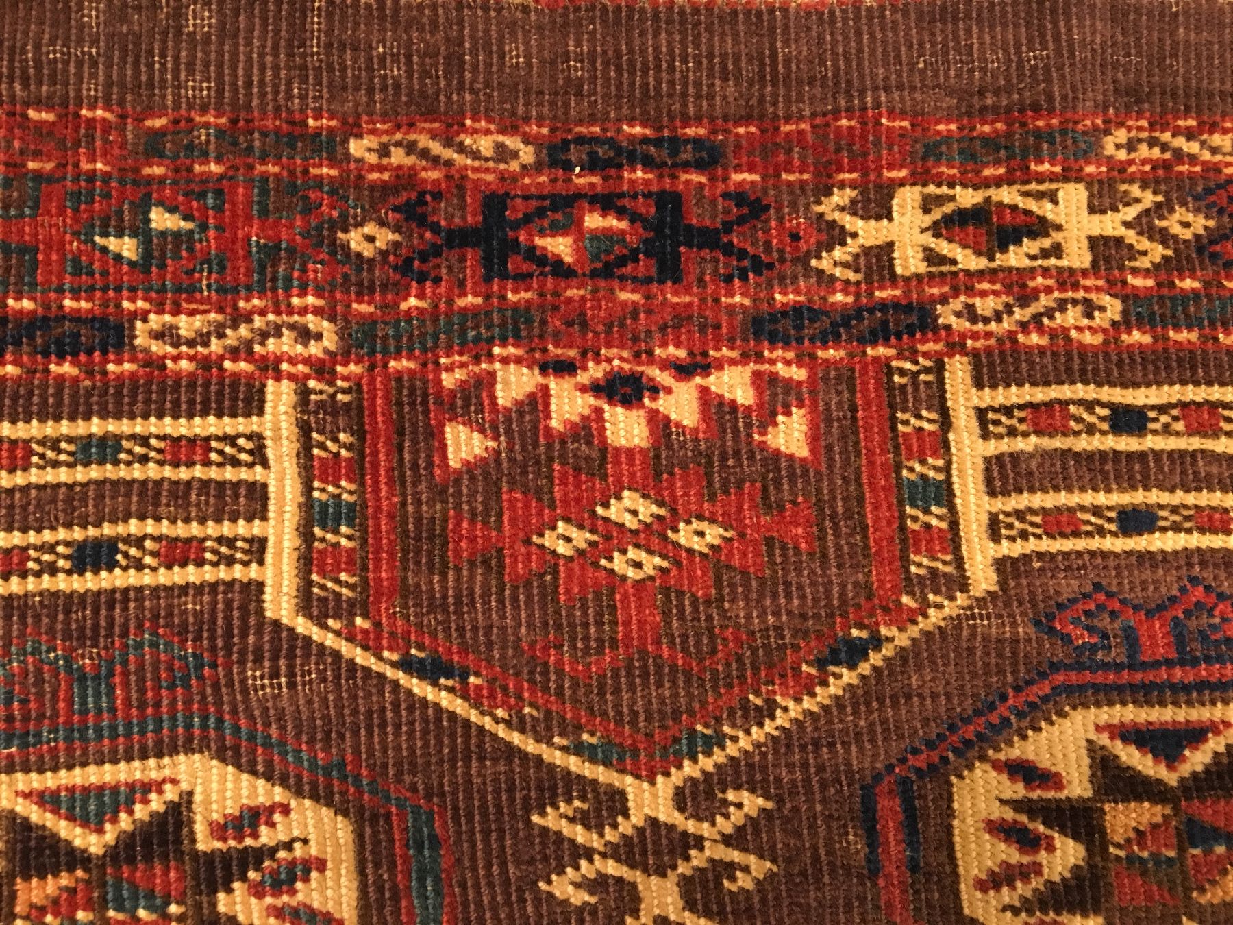 Detail e: Seltener Tschaudor "Jollar" antik, Turkmenistan, frühes 19.Jhd., Wolle geknüpft auf Wolle. Rarer Schmuckbehang der Tschaudoren mit ...