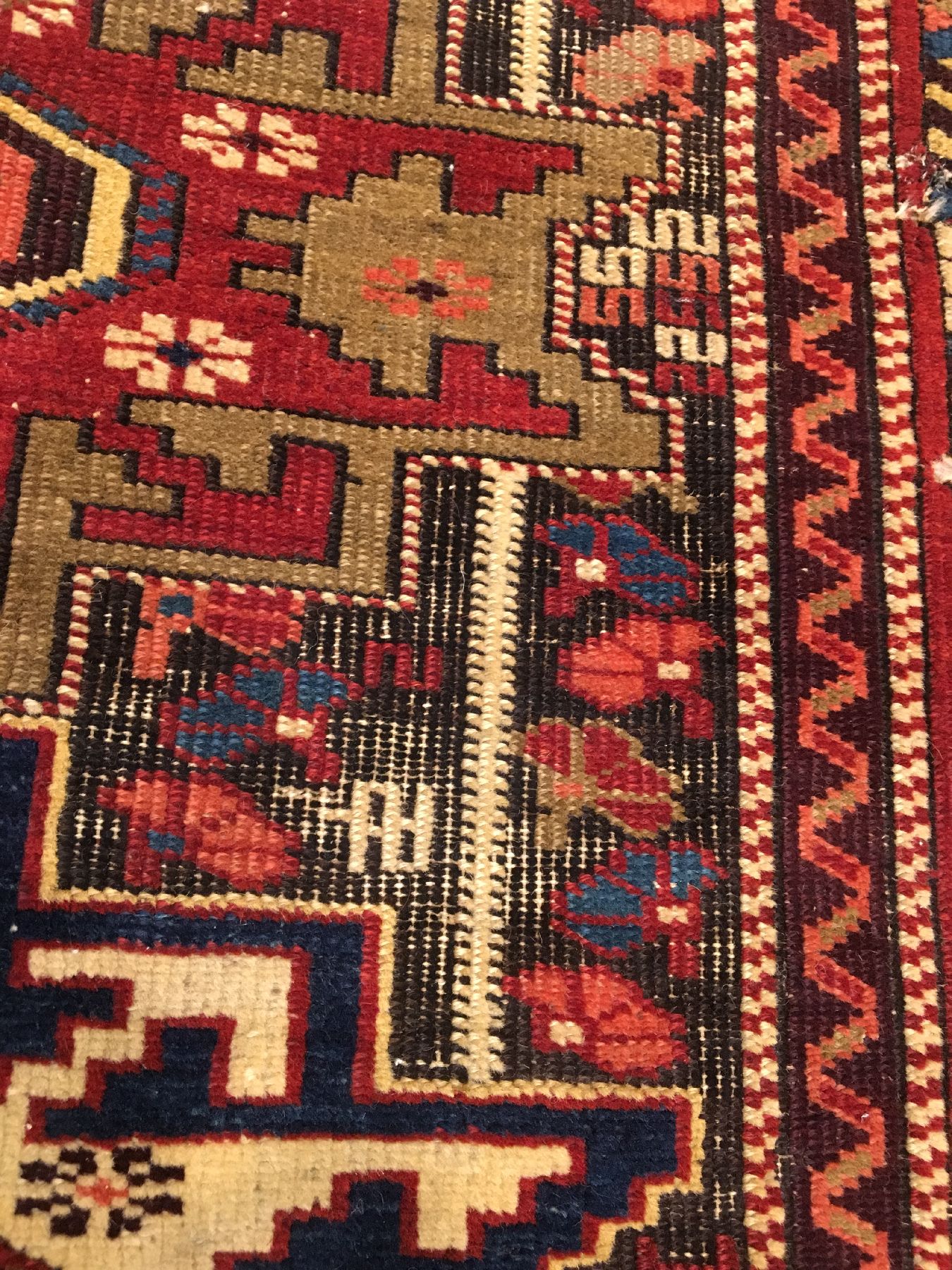 Detail d: Kuba Schirwan antik (Lesghi Design), Ostkaukasus, Ende 19.Jhd., Wolle geknüpft auf Wolle. Kleinformatiger Kuba-Schirwan mit Lesghi Sternen und ...