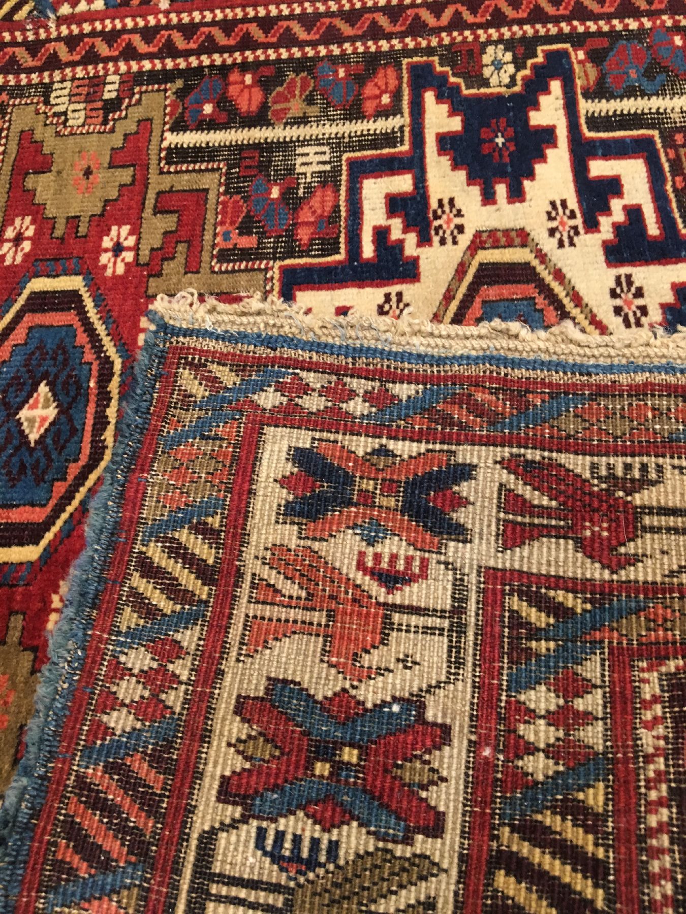 Detail i: Kuba Schirwan antik (Lesghi Design), Ostkaukasus, Ende 19.Jhd., Wolle geknüpft auf Wolle. Kleinformatiger Kuba-Schirwan mit Lesghi Sternen und ...