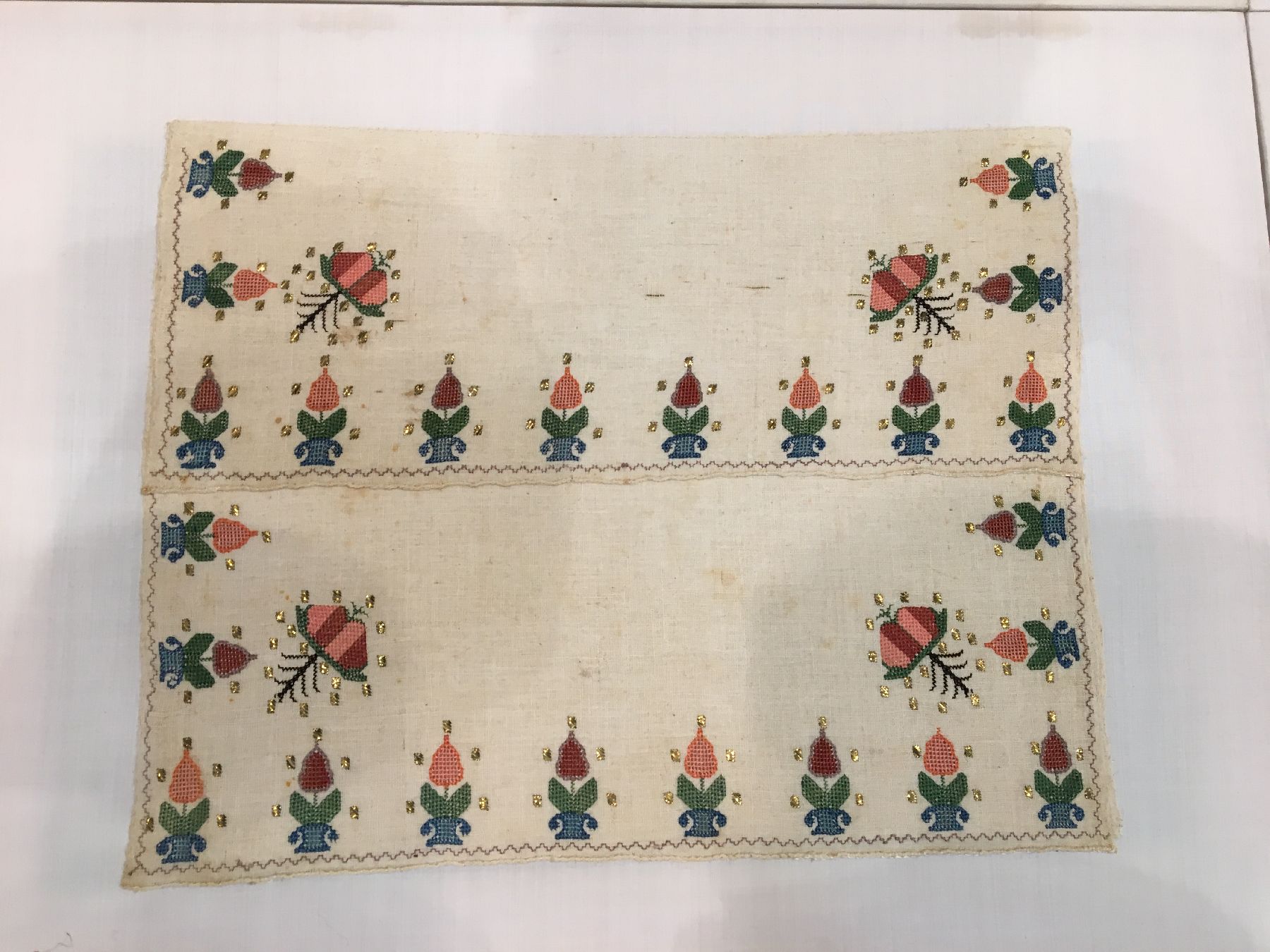 Detail a: (5 Lots) Osmanische "Tücher/Tischdecken" antik (Seiden-Metallstickerei), Osmanisches-Reich, frühes bis Mitte 19.Jhd., ...