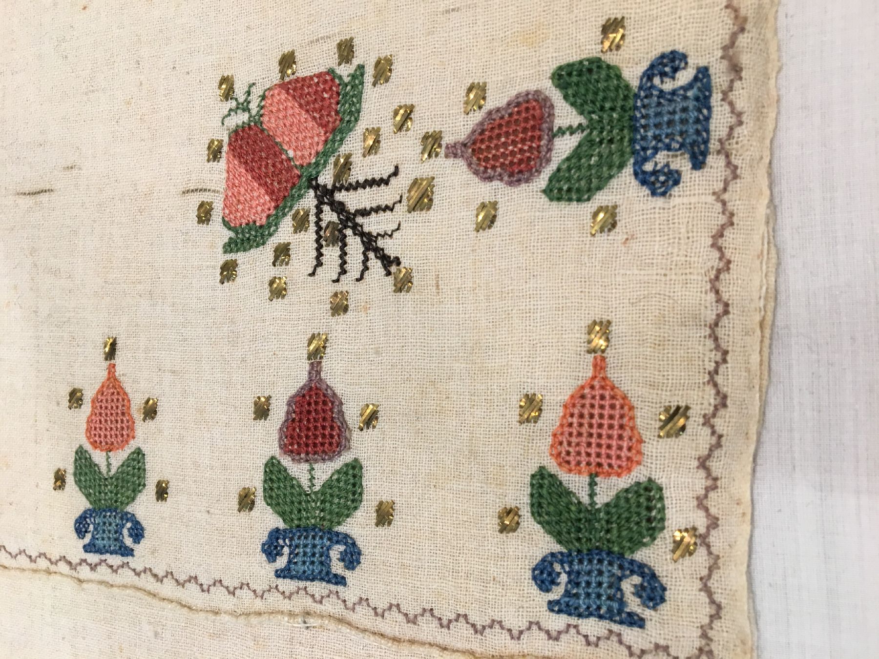 Detail h: (5 Lots) Osmanische "Tücher/Tischdecken" antik (Seiden-Metallstickerei), Osmanisches-Reich, frühes bis Mitte 19.Jhd., ...
