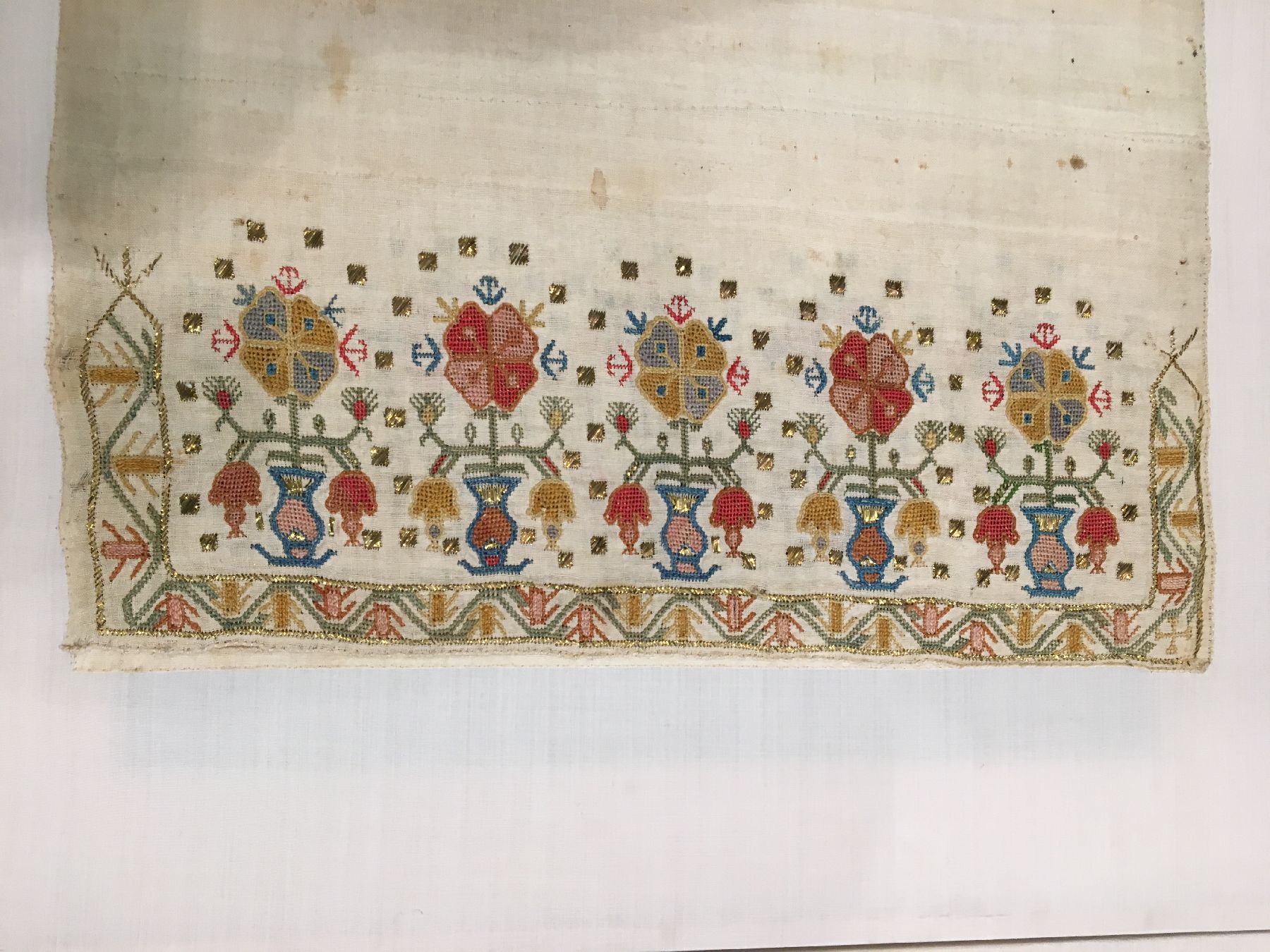 Detail e: (5 Lots) Osmanische "Tücher/Tischdecken" antik (Seiden-Metallstickerei), Osmanisches-Reich, frühes bis Mitte 19.Jhd., ...