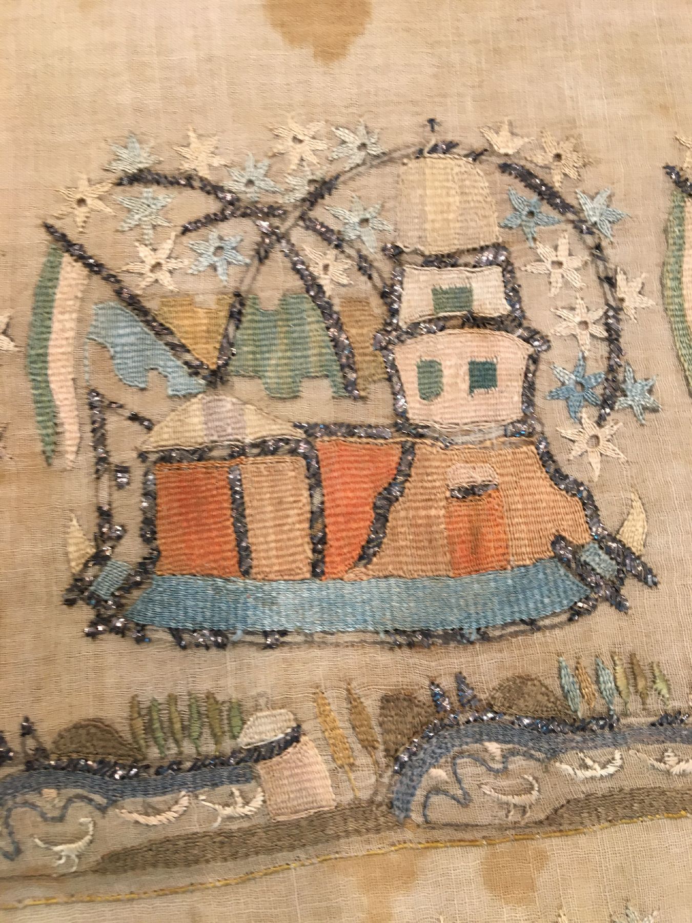 Detail g: (5 Lots) Osmanische "Tücher/Tischdecken" antik (Seiden-Metallstickerei), Osmanisches-Reich, frühes bis Mitte 19.Jhd., ...
