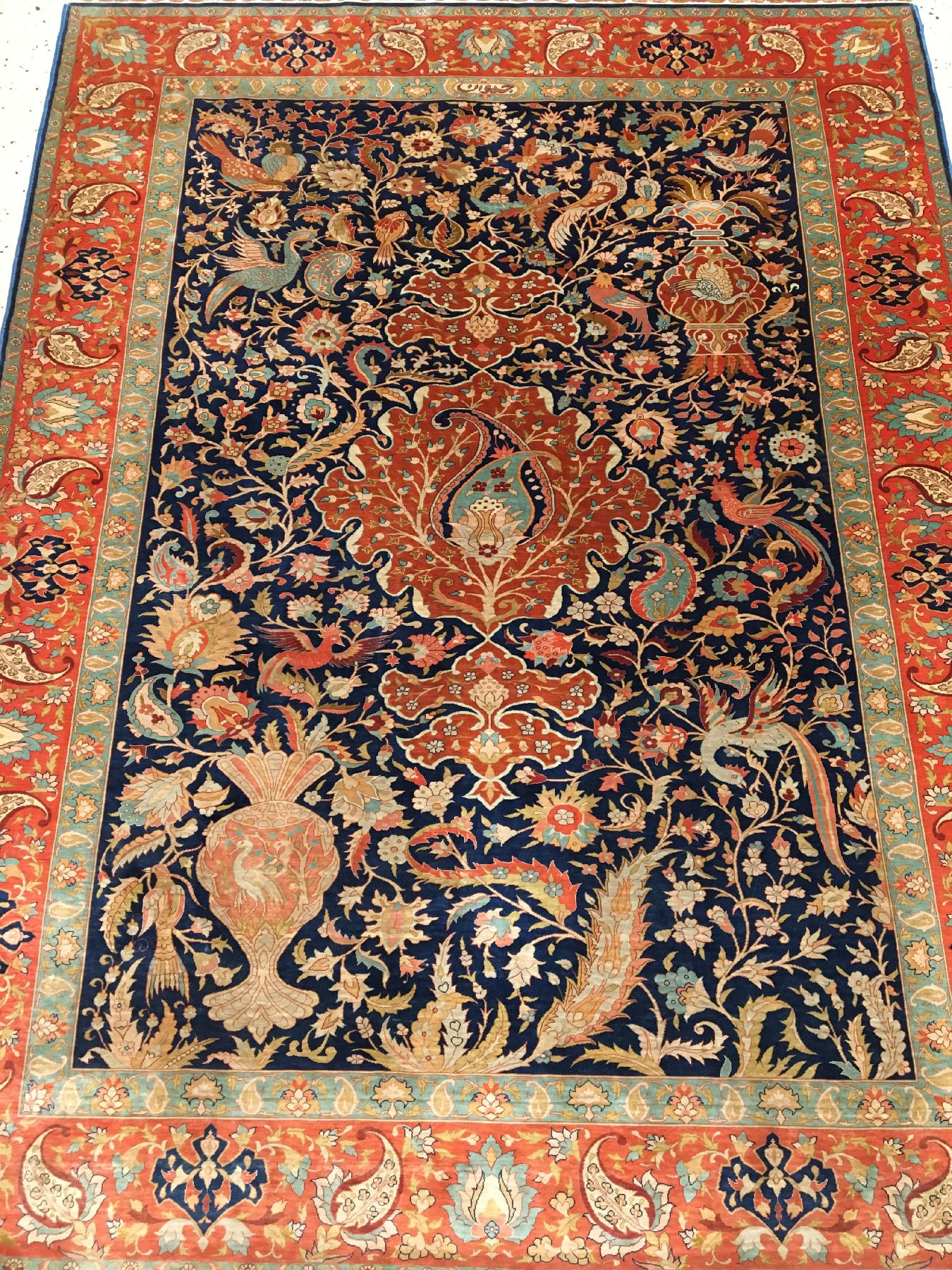 Detail a: Hochfeiner Seiden Hereke "Civan" alt "16x16 Knüpfung" (Signiert), Türkei, um 1960, reine Naturseide. Unglaublich fein ...