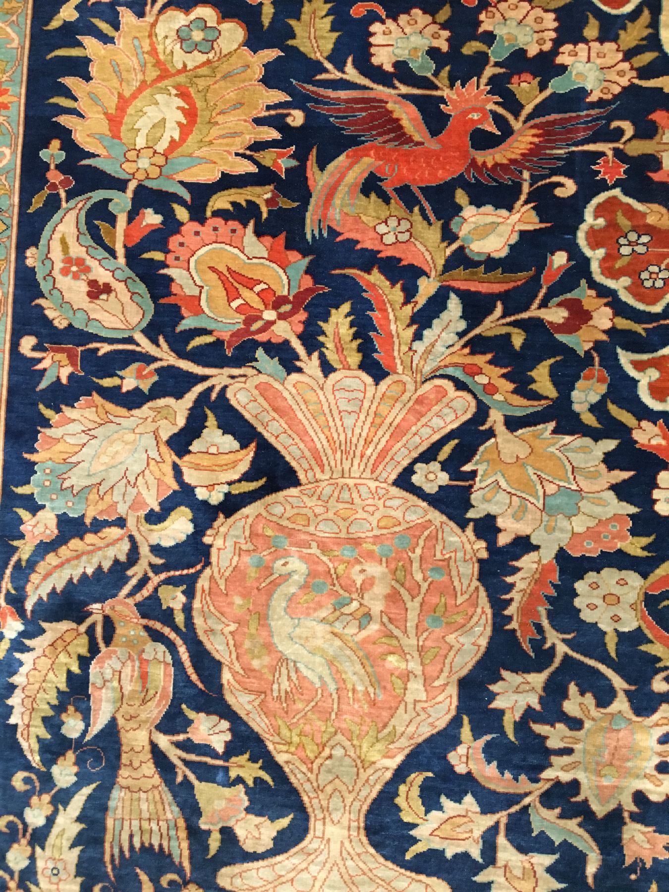 Detail c: Hochfeiner Seiden Hereke "Civan" alt "16x16 Knüpfung" (Signiert), Türkei, um 1960, reine Naturseide. Unglaublich fein ...