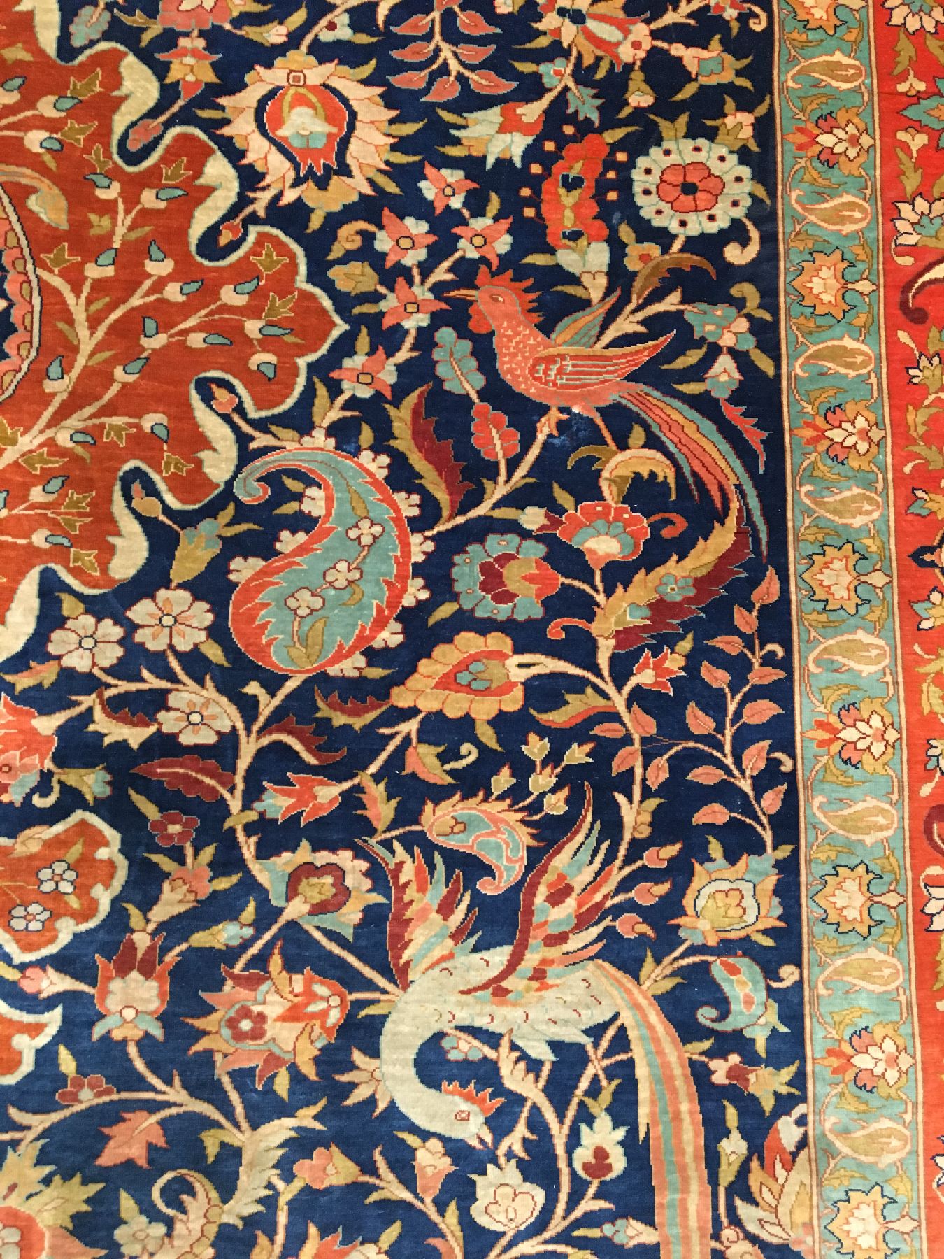 Detail d: Hochfeiner Seiden Hereke "Civan" alt "16x16 Knüpfung" (Signiert), Türkei, um 1960, reine Naturseide. Unglaublich fein ...