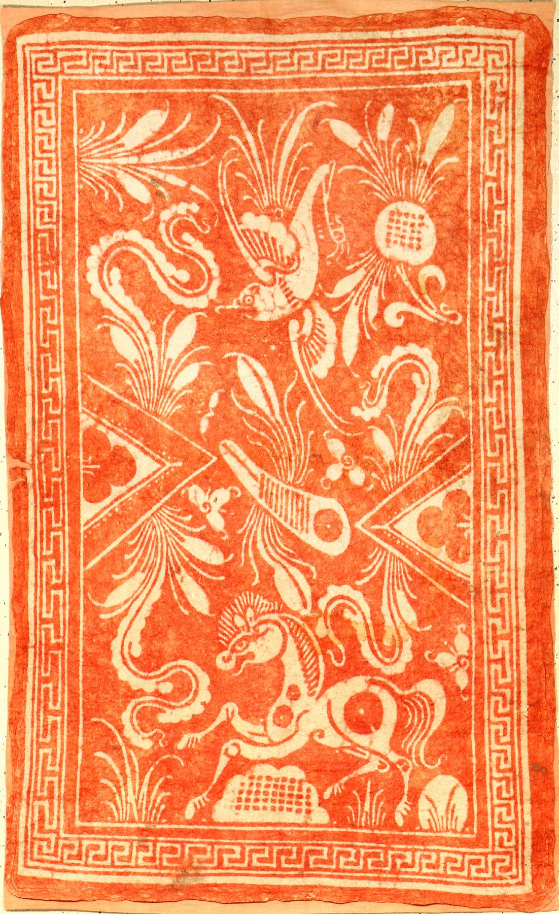 Musealer Filz "Wandbehang" antik "wohl Kansu" (Publiziert bei Hali) "Späte Ming-Periode", Westchina, 16.Jhd.,. Dieses ...
