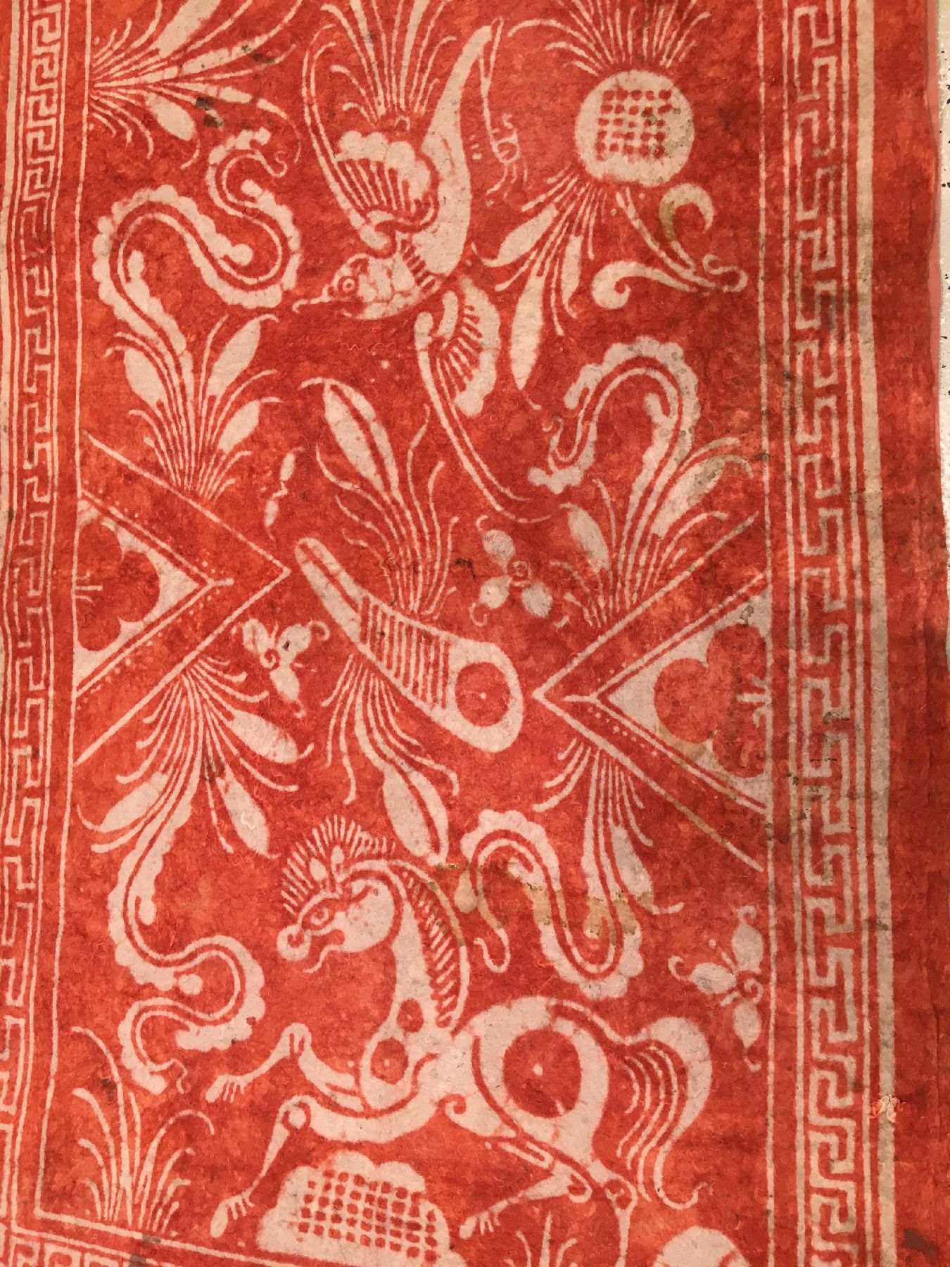 Detail a: Musealer Filz "Wandbehang" antik "wohl Kansu" (Publiziert bei Hali) "Späte Ming-Periode", Westchina, 16.Jhd.,. Dieses ...