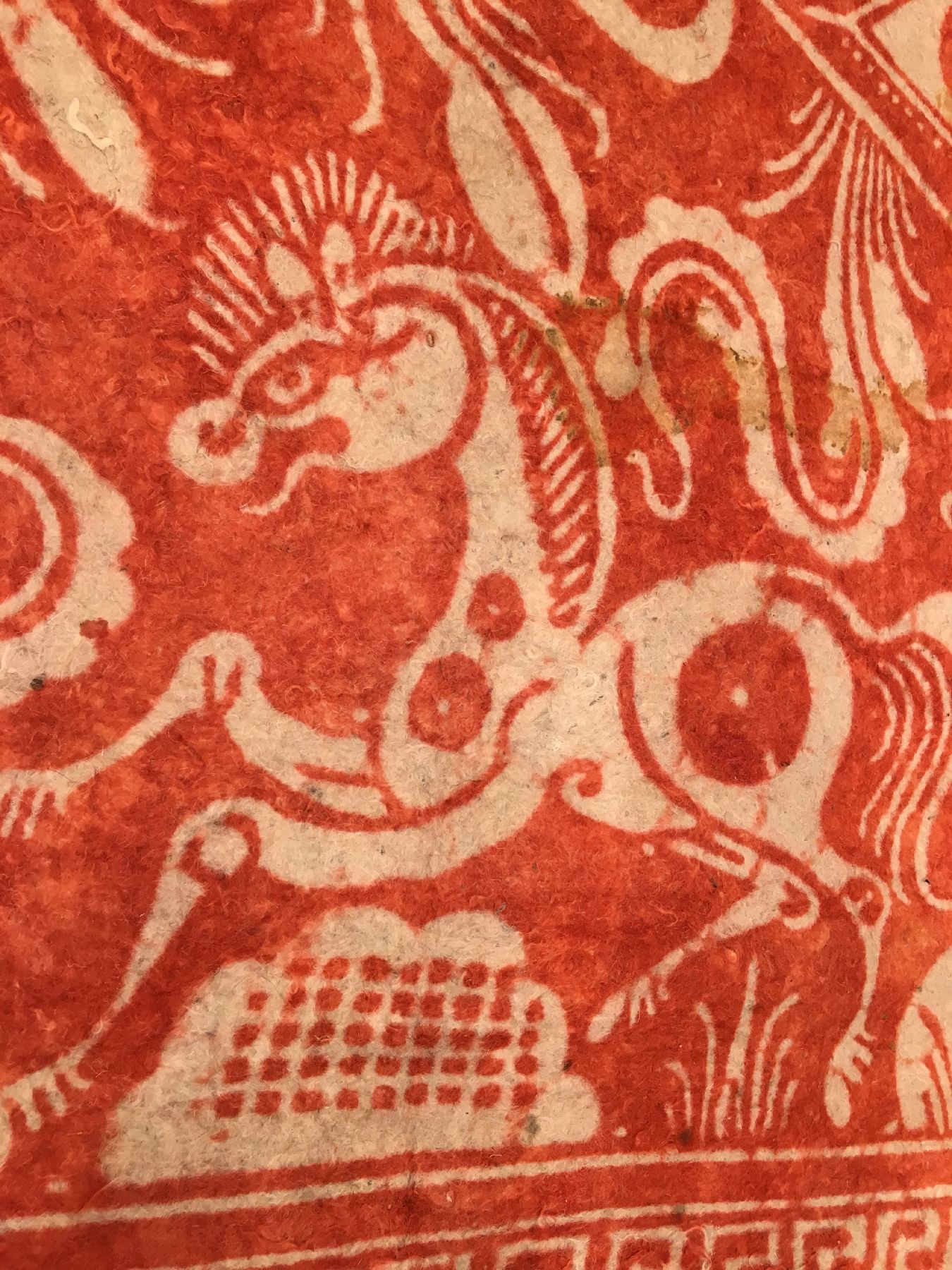 Detail b: Musealer Filz "Wandbehang" antik "wohl Kansu" (Publiziert bei Hali) "Späte Ming-Periode", Westchina, 16.Jhd.,. Dieses ...