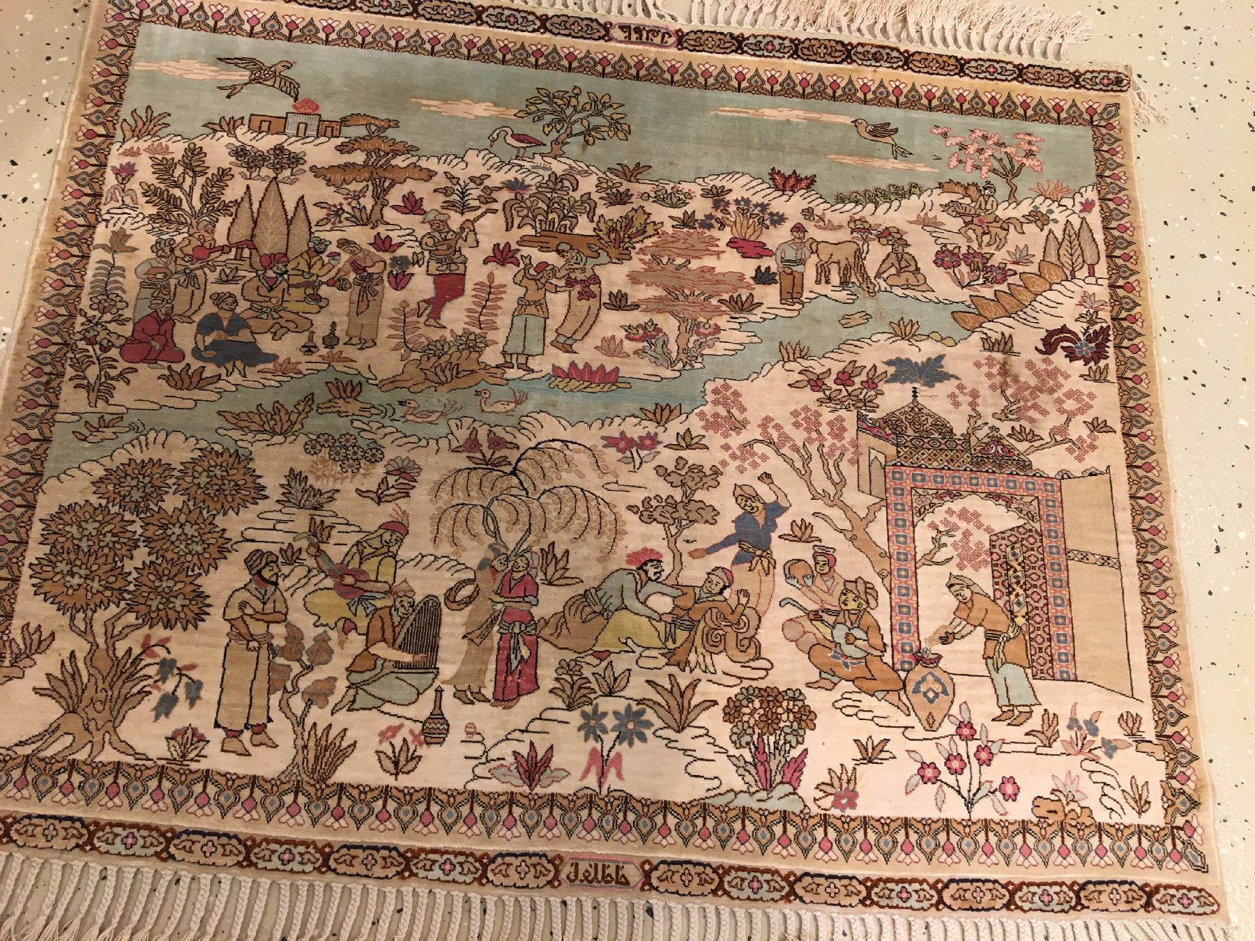 Detail a: Feiner Seiden Hereke alt (Signiert), Türkei, um 1970, reine Naturseide. Feiner Seiden Hereke aus einer der Meisterwerkstätten mit osmanischer ...