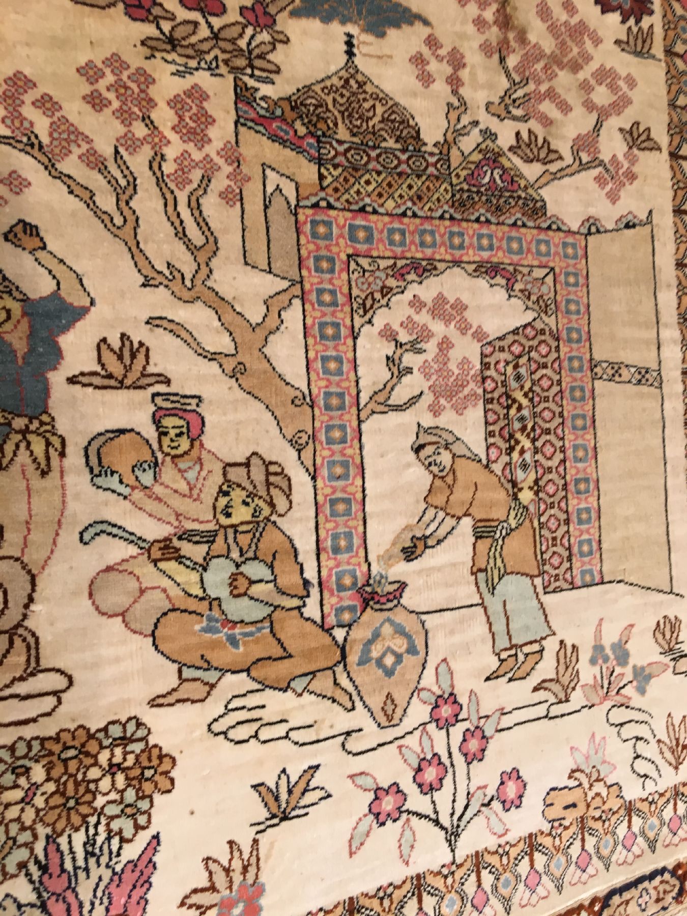 Detail d: Feiner Seiden Hereke alt (Signiert), Türkei, um 1970, reine Naturseide. Feiner Seiden Hereke aus einer der Meisterwerkstätten mit osmanischer ...