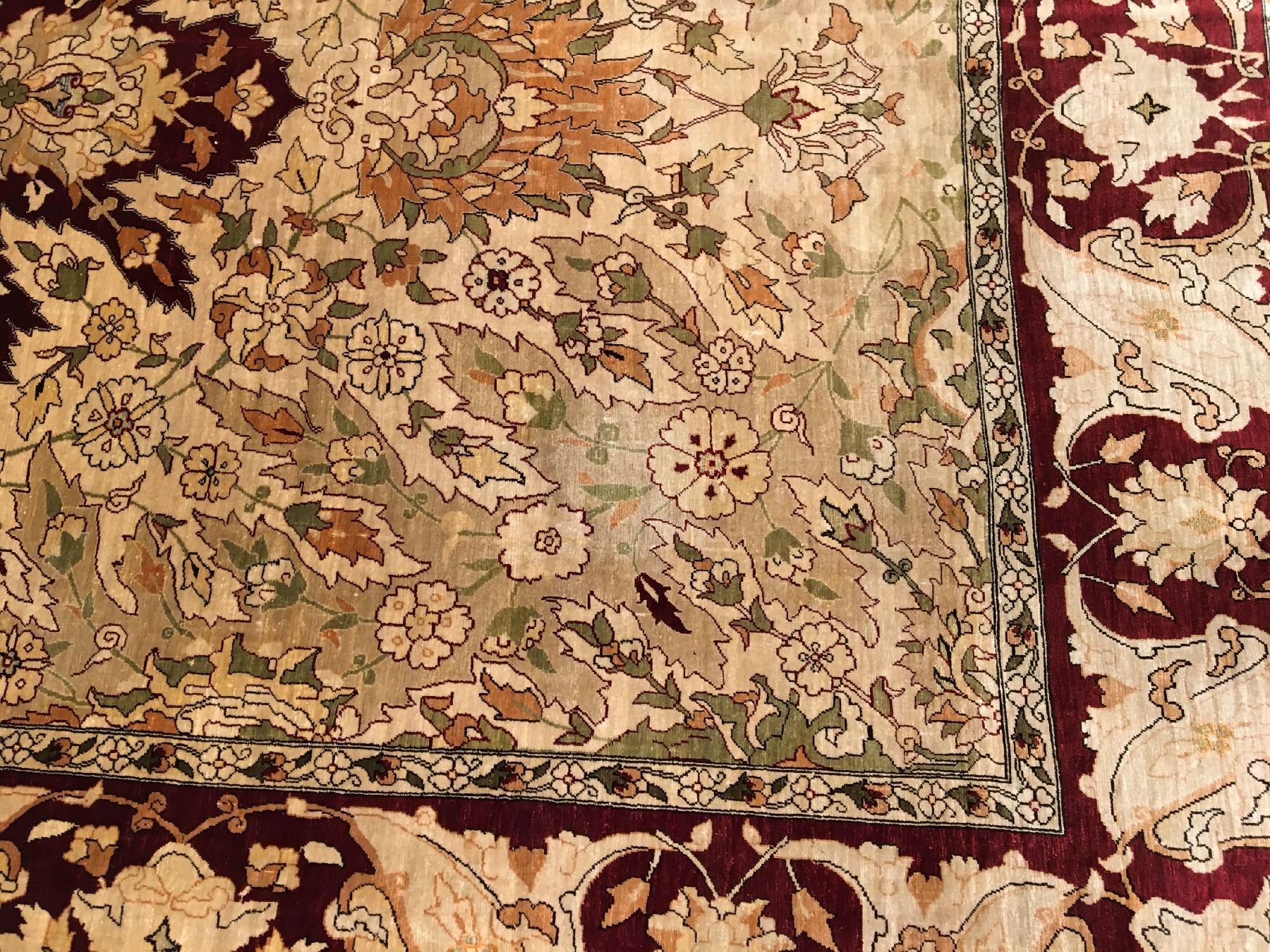 Detail f: Feiner Seiden Hereke alt "Signiert" (Safavid Polonaise Design), Türkei, um 1950/1960, reine Naturseide mit Metallbrokat. Seltener Seiden ...
