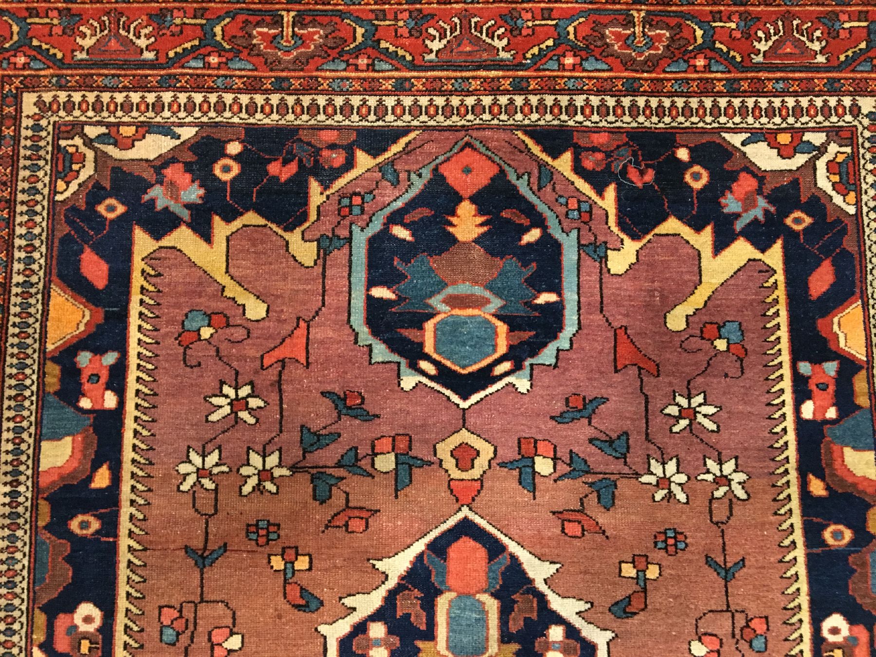 Detail f: Selten auberginefarbener Mischan-Malayer antik, Westpersien, Ende 19.Jhd., Wolle geknüpft auf Baumwolle. Feiner Malayer aus dem Dorf Mischan in ...
