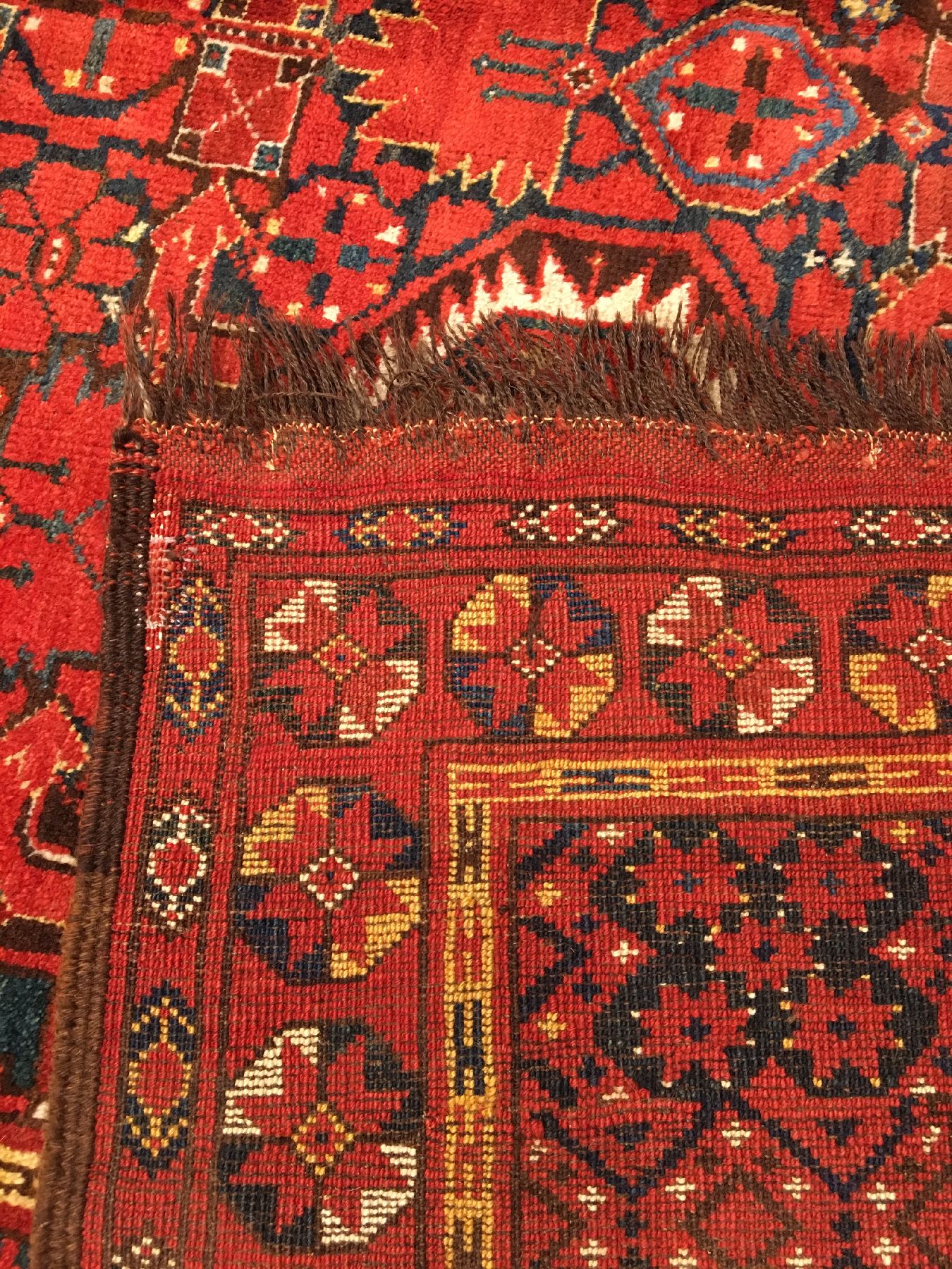 Detail g: Großer Beschir "Hauptteppich" antik, Turkmenistan Amu-Darja Region, Ende 19.Jhd., Wolle geknüpft auf Ziegenhaar. Großer Hauptteppich ...