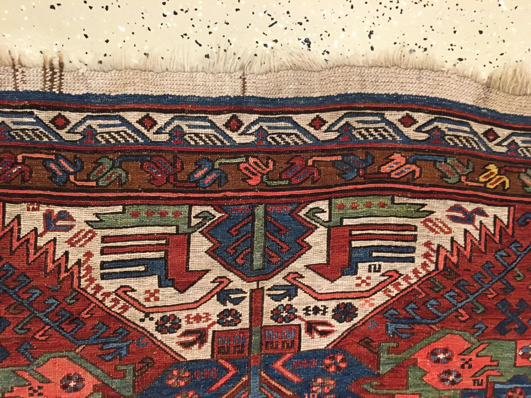 Detail f: Seichur "Drachen-Sumakh" alt, Ostkaukasus Kuba-Gebiet, Datiert 1920, Wolle gewebt auf Wolle. Seltener Drachen-Sumakh aus der Seichur ...