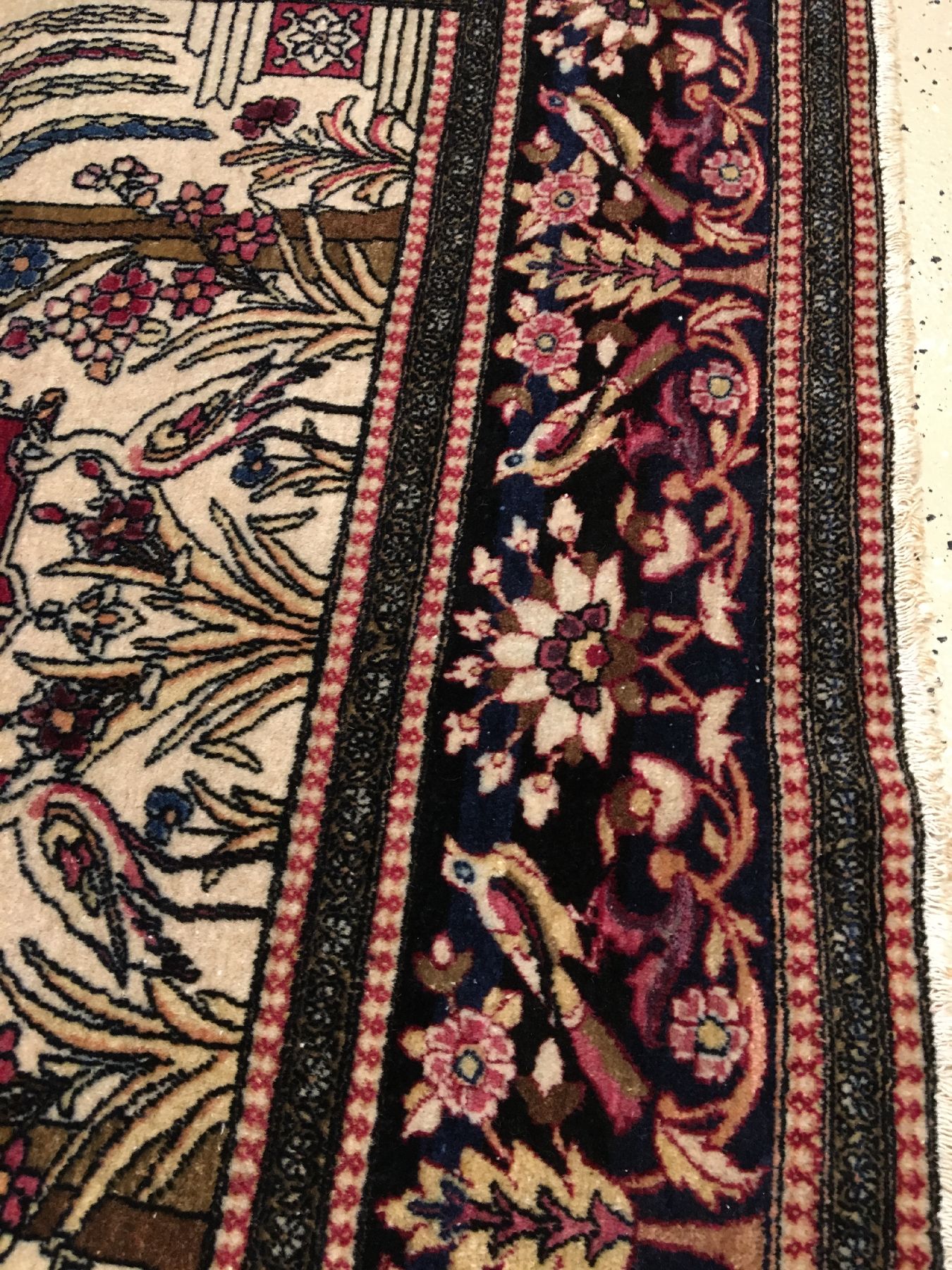 Detail g: Feiner Esfahan "Ahmad" antik, Zentralpersien, Ende 19.Jhd., Korkwolle geknüpft auf Baumwolle. Feiner und sauber geschichteter Esfahan aus ...