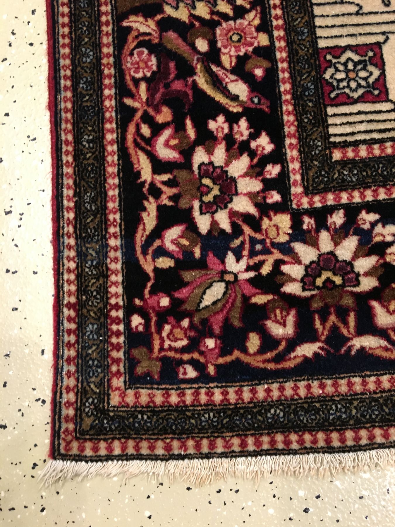 Detail h: Feiner Esfahan "Ahmad" antik, Zentralpersien, Ende 19.Jhd., Korkwolle geknüpft auf Baumwolle. Feiner und sauber geschichteter Esfahan aus ...