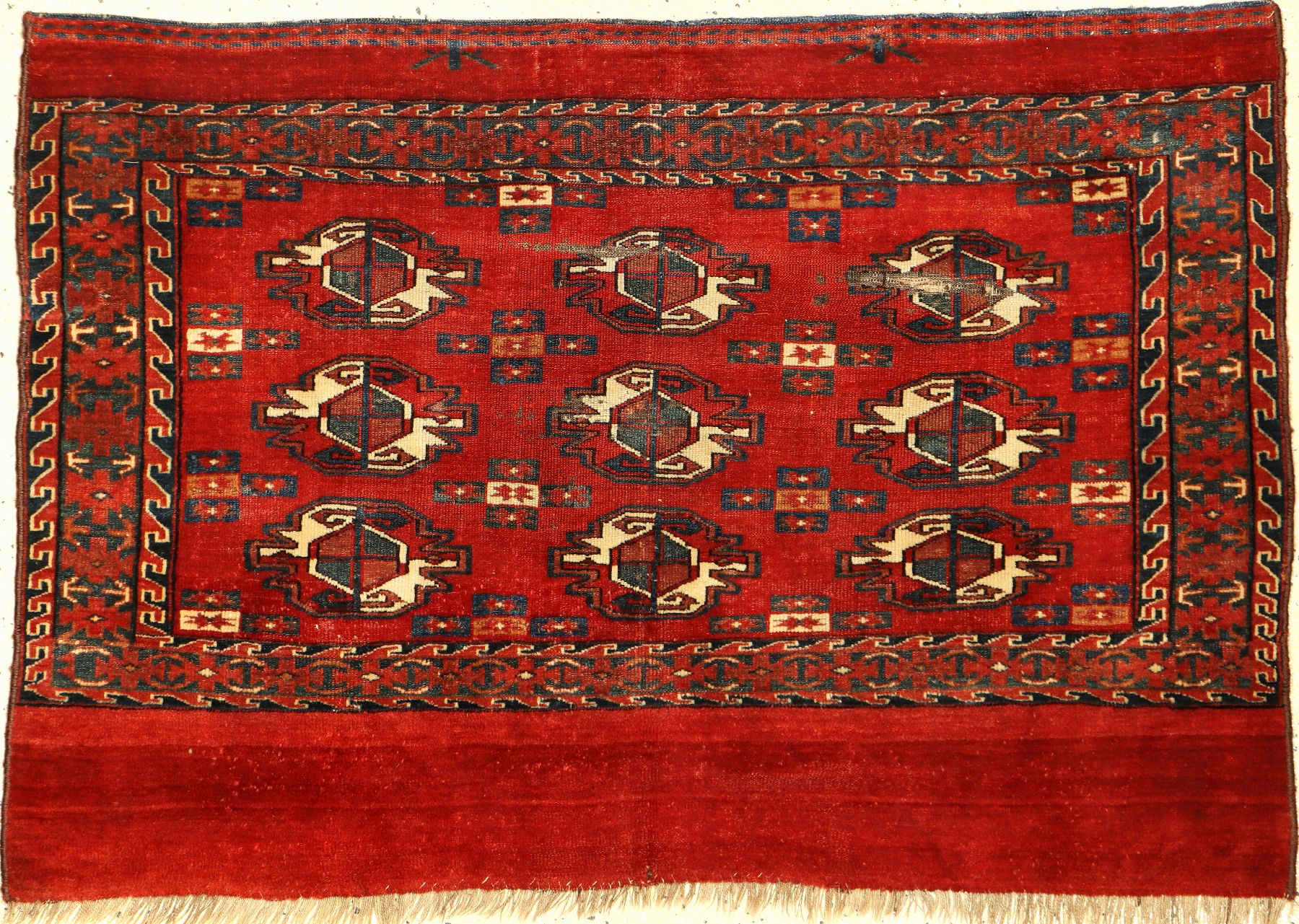 Sehr feiner Yomud "Tschowal" antik, Turkmenistan, Mitte 19.Jhd., Sehr feine Wolle geknüpft auf Wolle. Bemerkenswert fein geknüpfter ...