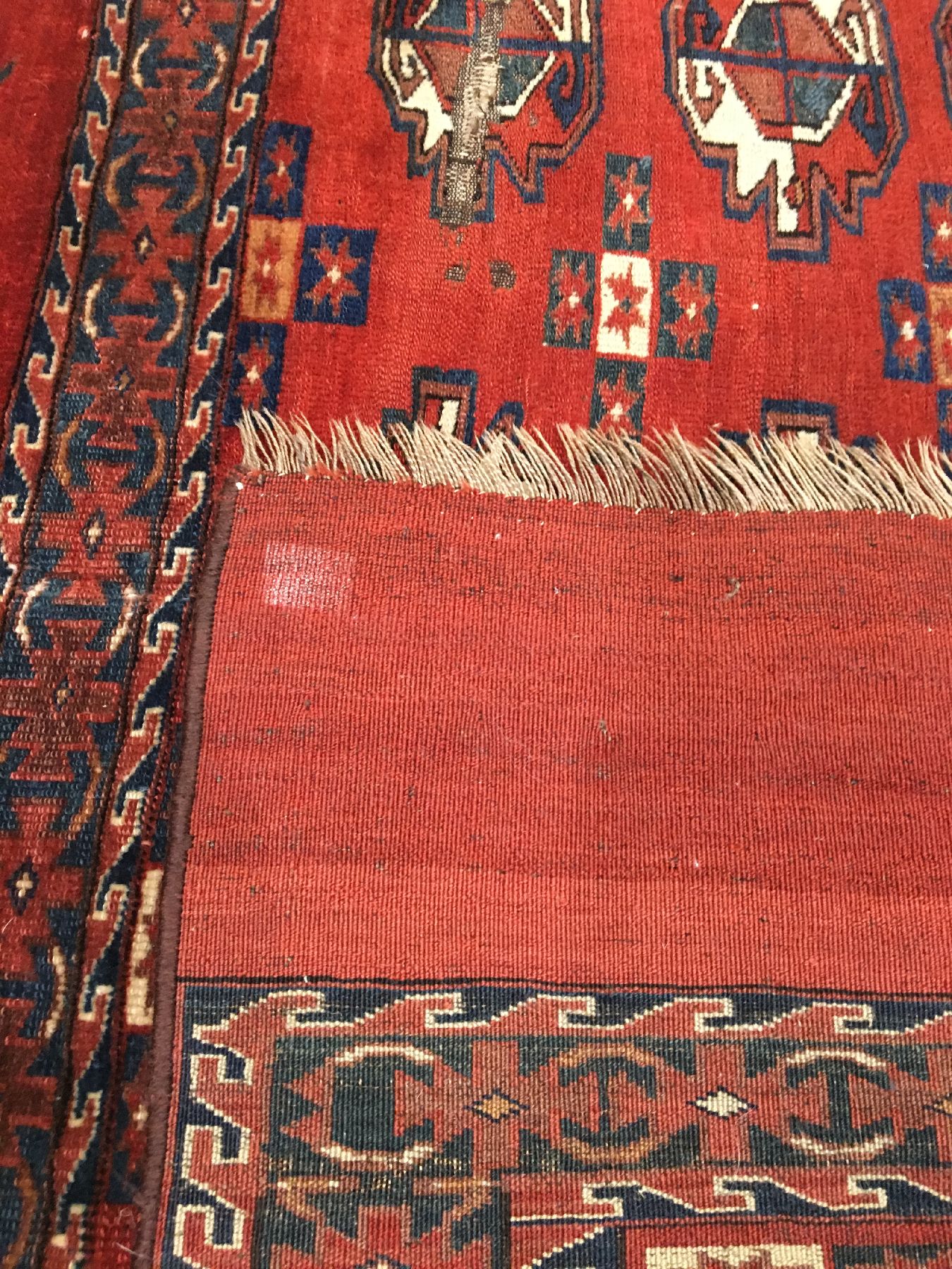 Detail f: Sehr feiner Yomud "Tschowal" antik, Turkmenistan, Mitte 19.Jhd., Sehr feine Wolle geknüpft auf Wolle. Bemerkenswert fein geknüpfter ...