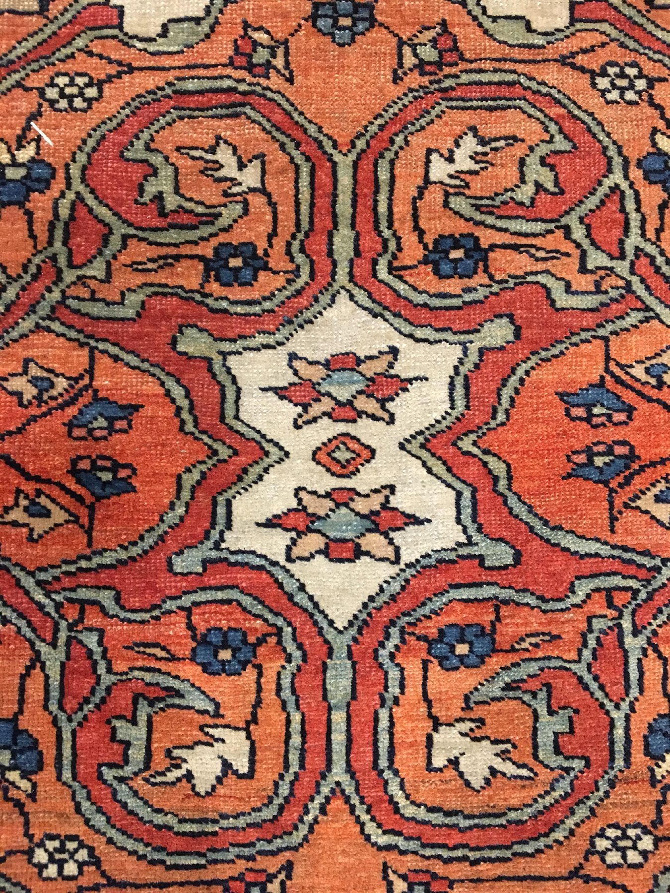 Detail f: Seltener feiner Farahan antik, Westpersien, 19.Jhd., Korkwolle geknüpft auf Baumwolle. Ein eindrucksvolles Medaillon Muster belegt edel den ...