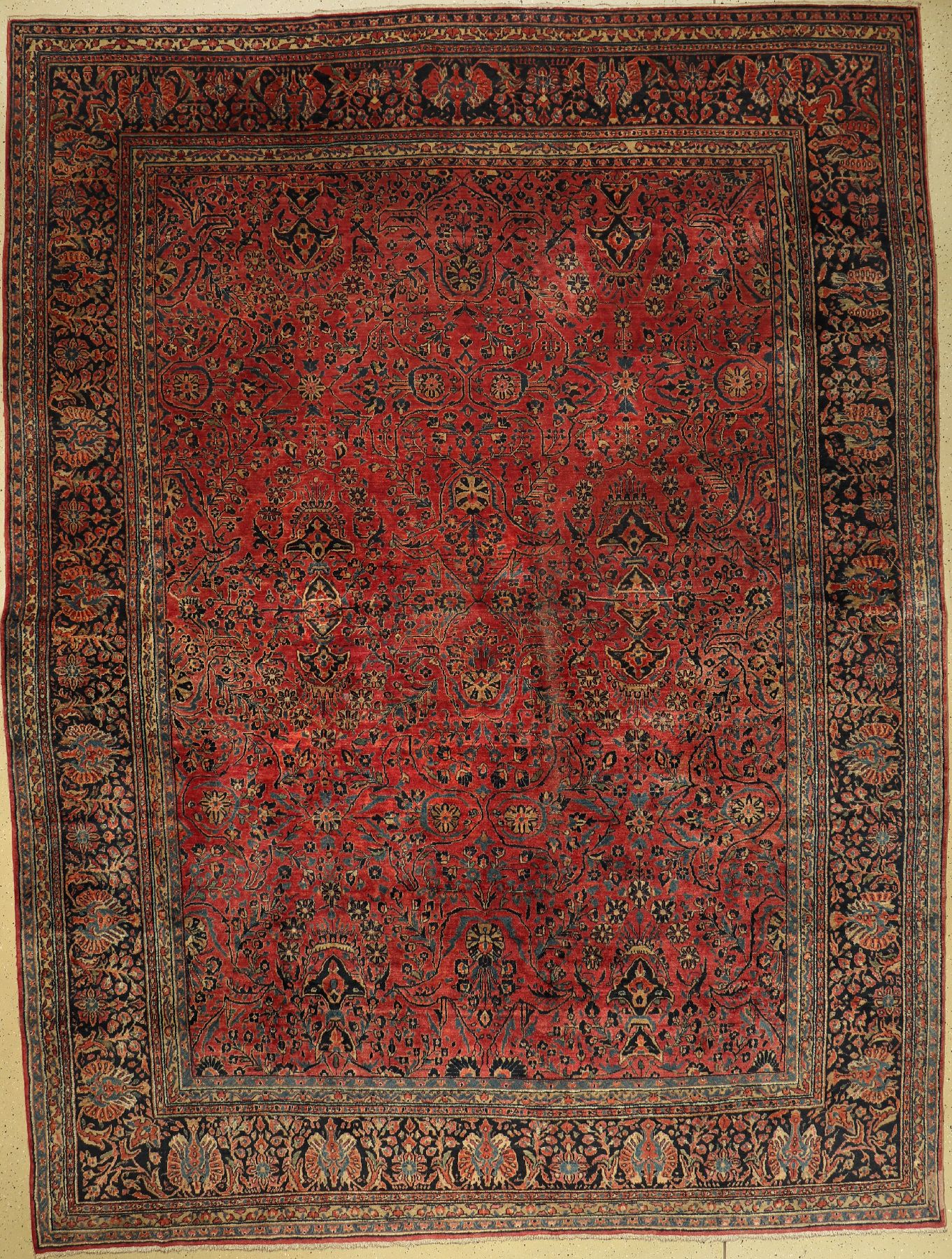 Sarogh US Re Import, Persien, um 1900, Wolle auf Baumwolle, ca. 415 x 317 cm, EHZ: 3(gefärbter Fond)