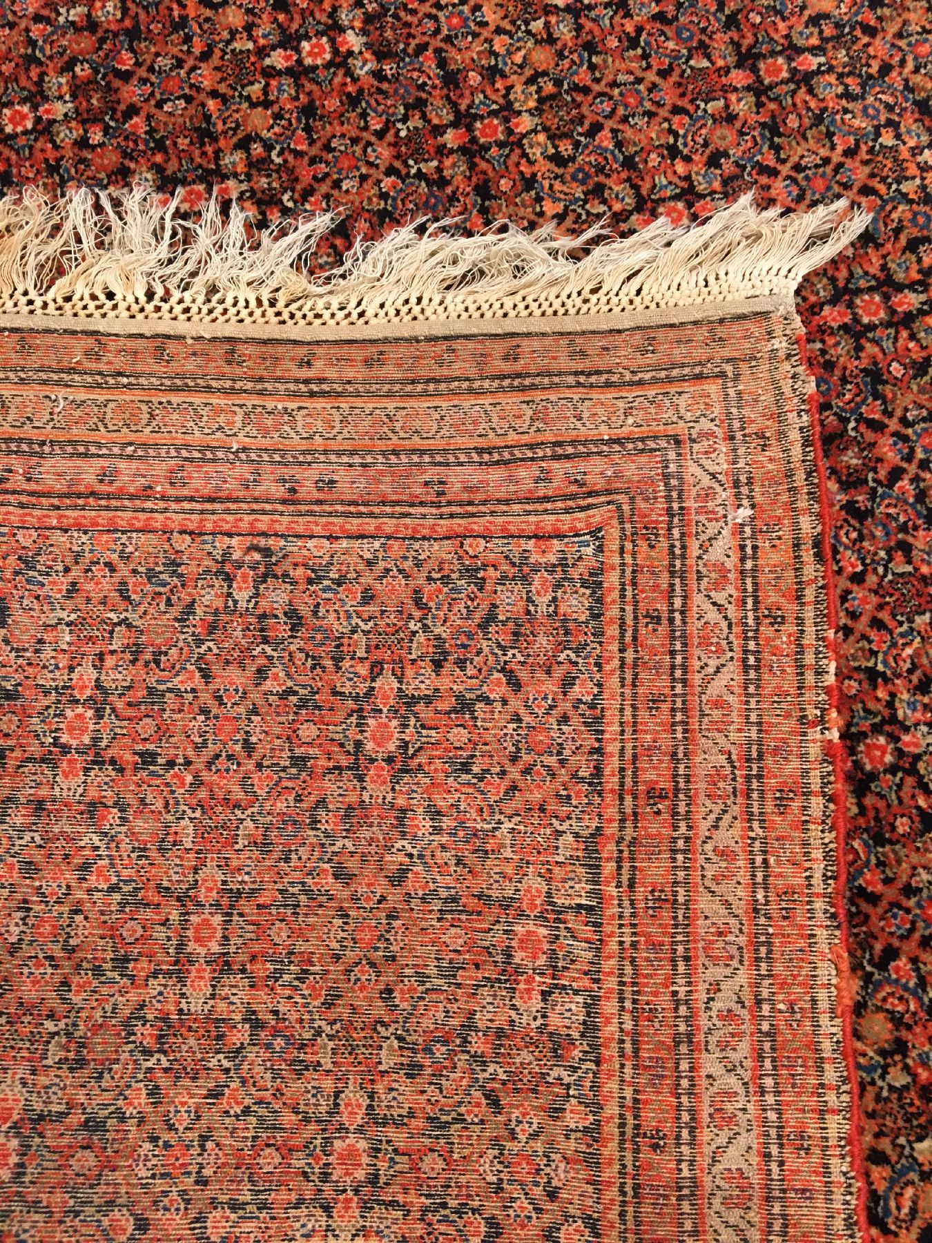 Detail g: Hochfeiner Mischan-Malayer antik, Westpersien, Ende 19.Jhd., Korkwolle geknüpft auf Baumwolle. Sehr fein geknüpfter Malayer aus der Mischan-Region ...