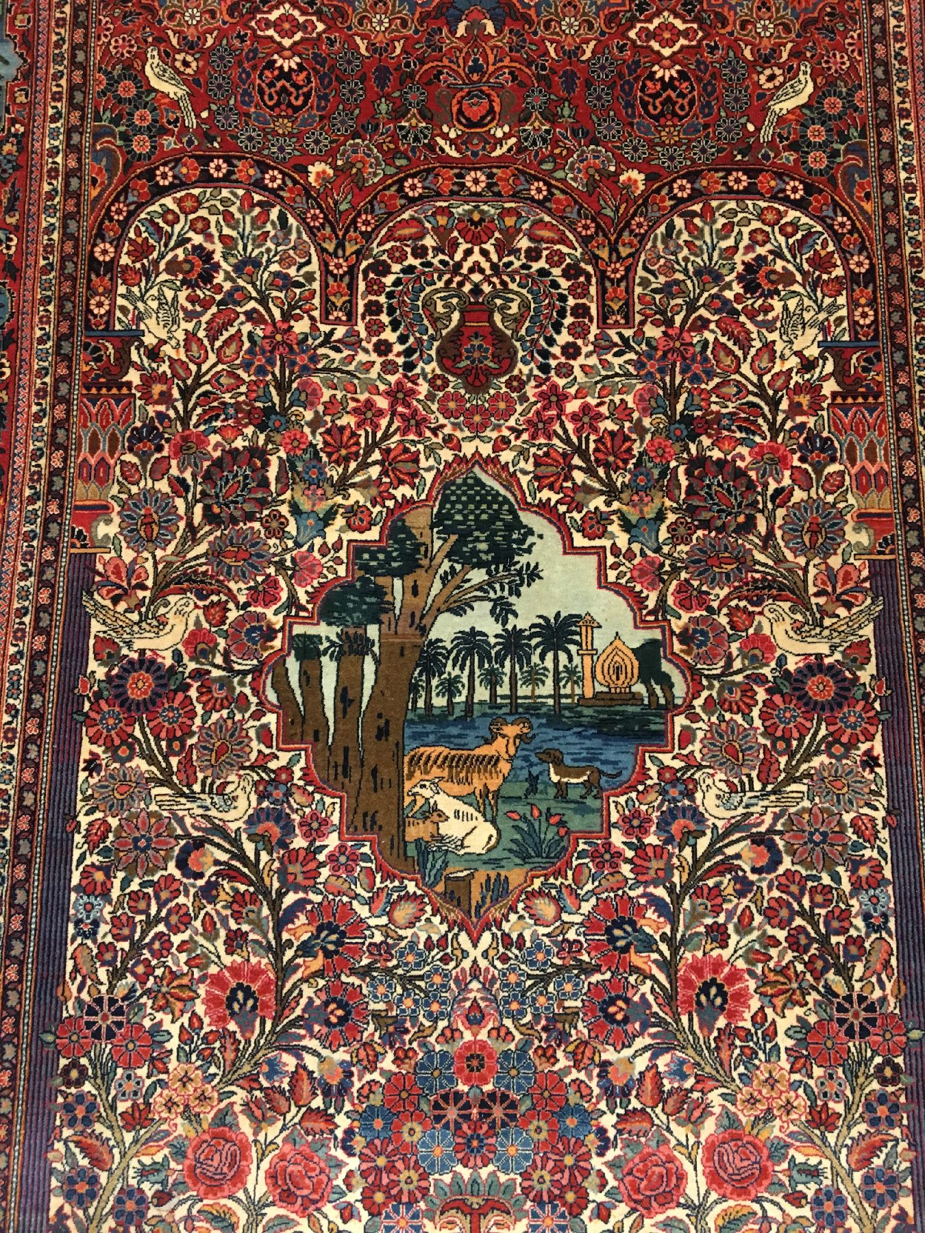 Detail a: Feiner Keschan Kork alt, Zentralpersien, um 1910, Korkwolle geknüpft auf Baumwolle. Sehr hochwertiger Keschan mit Paradiestor Muster und ...