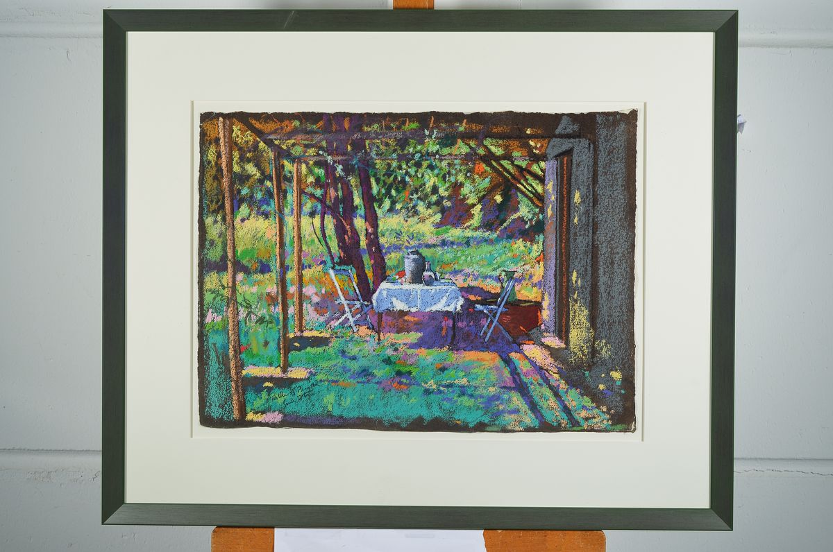 Detail k: Simon Fletcher, geb. 1948, Pastell, links unten sign., unter Glas gerahmt, Motiv ca. 40x54 cm, gesamt ca. 65x80 cm