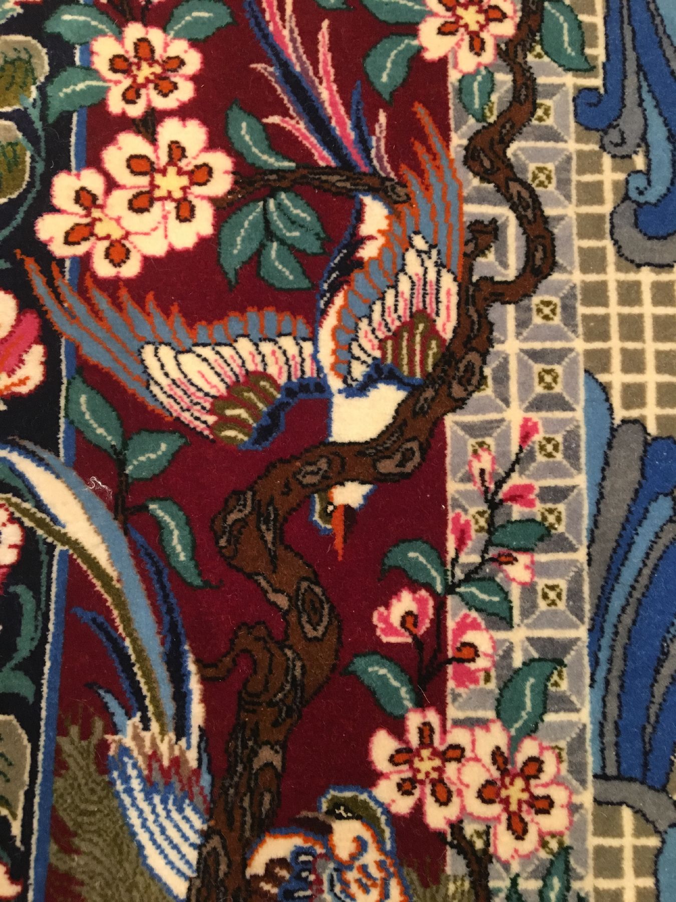 Detail g: Feiner Esfahan "Seirafian" alt (Signiert), Zentralpersien, um 1970, Korkwolle geknüpft auf Seidenkette. Dekorativer Esfahan aus den ...