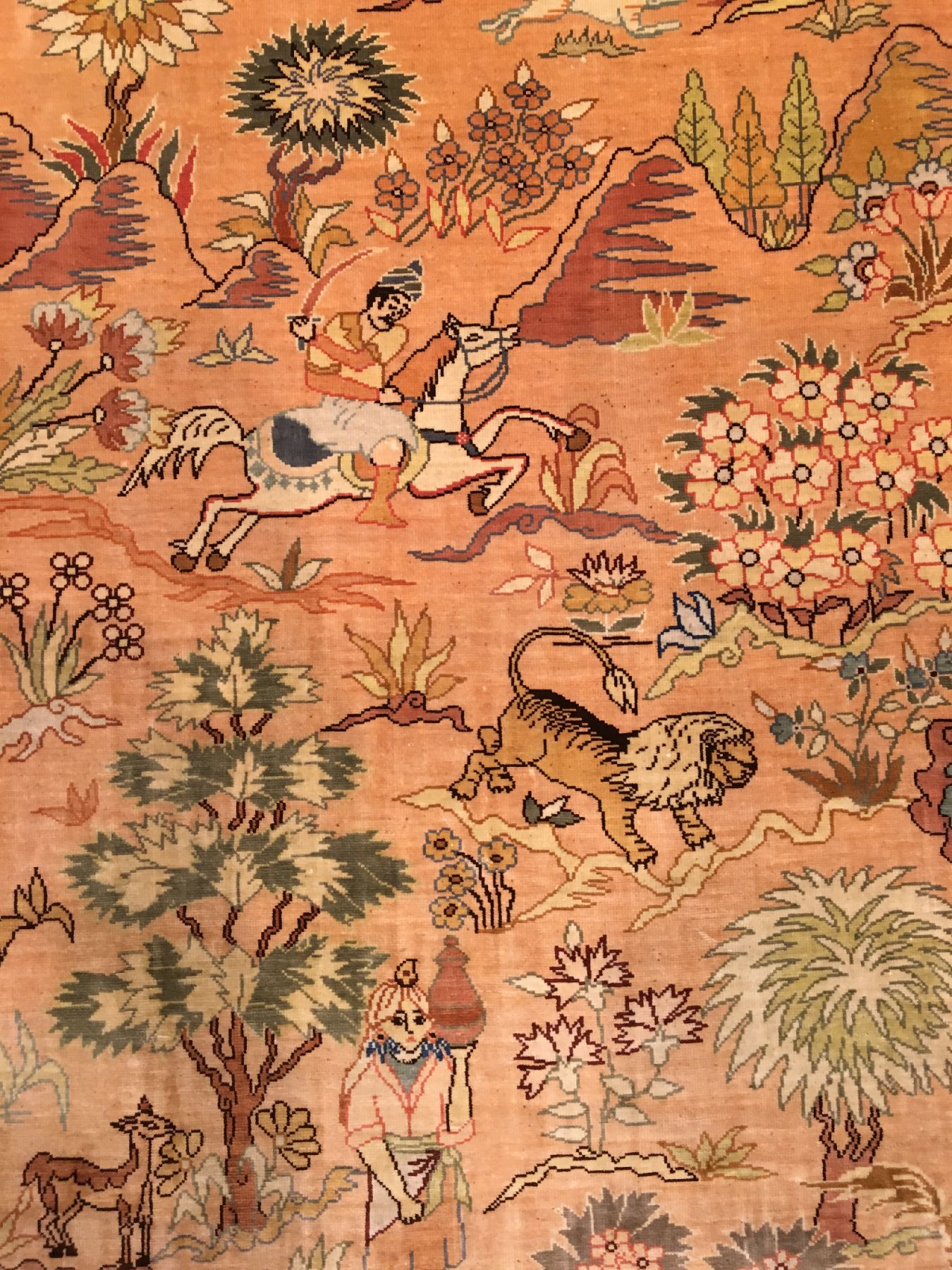 Detail b: Hochfeiner Seiden Hereke "14x14 Knüpfung" alt (Signiert), Türkei, um 1960/1970, reine Naturseide. Sehr feiner Seiden Hereke mit ...