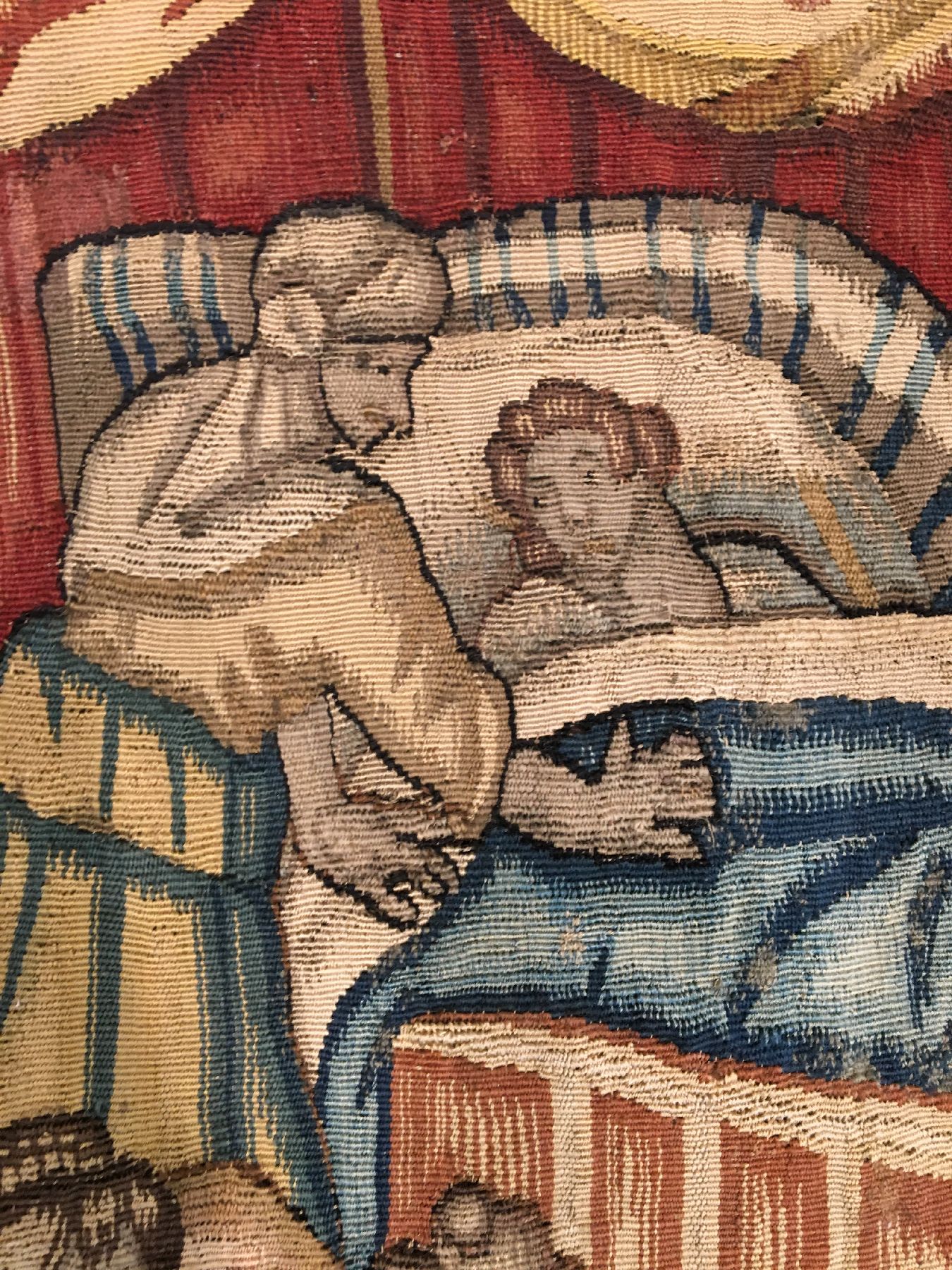 Detail b: Feine Brüsseler "Tapisserie" antik (Fragment), Flandern, 16.Jhd., Wolle mit Seide. Frühe und feine Tapisserie in erstklassigen Farben. ...