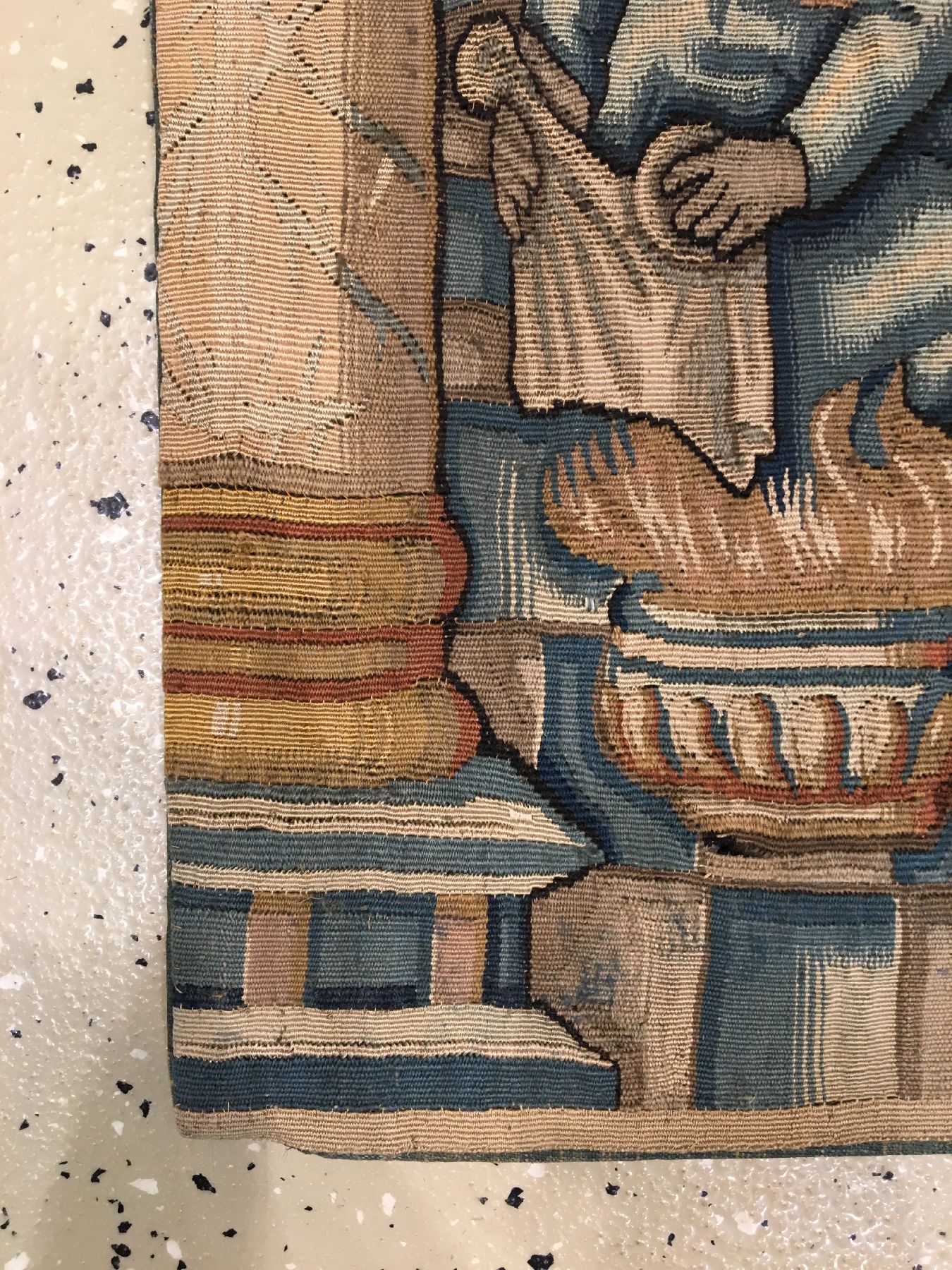 Detail f: Feine Brüsseler "Tapisserie" antik (Fragment), Flandern, 16.Jhd., Wolle mit Seide. Frühe und feine Tapisserie in erstklassigen Farben. ...