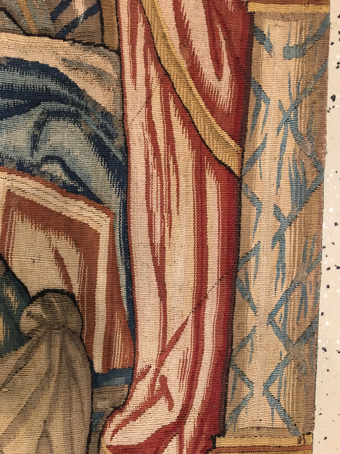 Detail g: Feine Brüsseler "Tapisserie" antik (Fragment), Flandern, 16.Jhd., Wolle mit Seide. Frühe und feine Tapisserie in erstklassigen Farben. ...