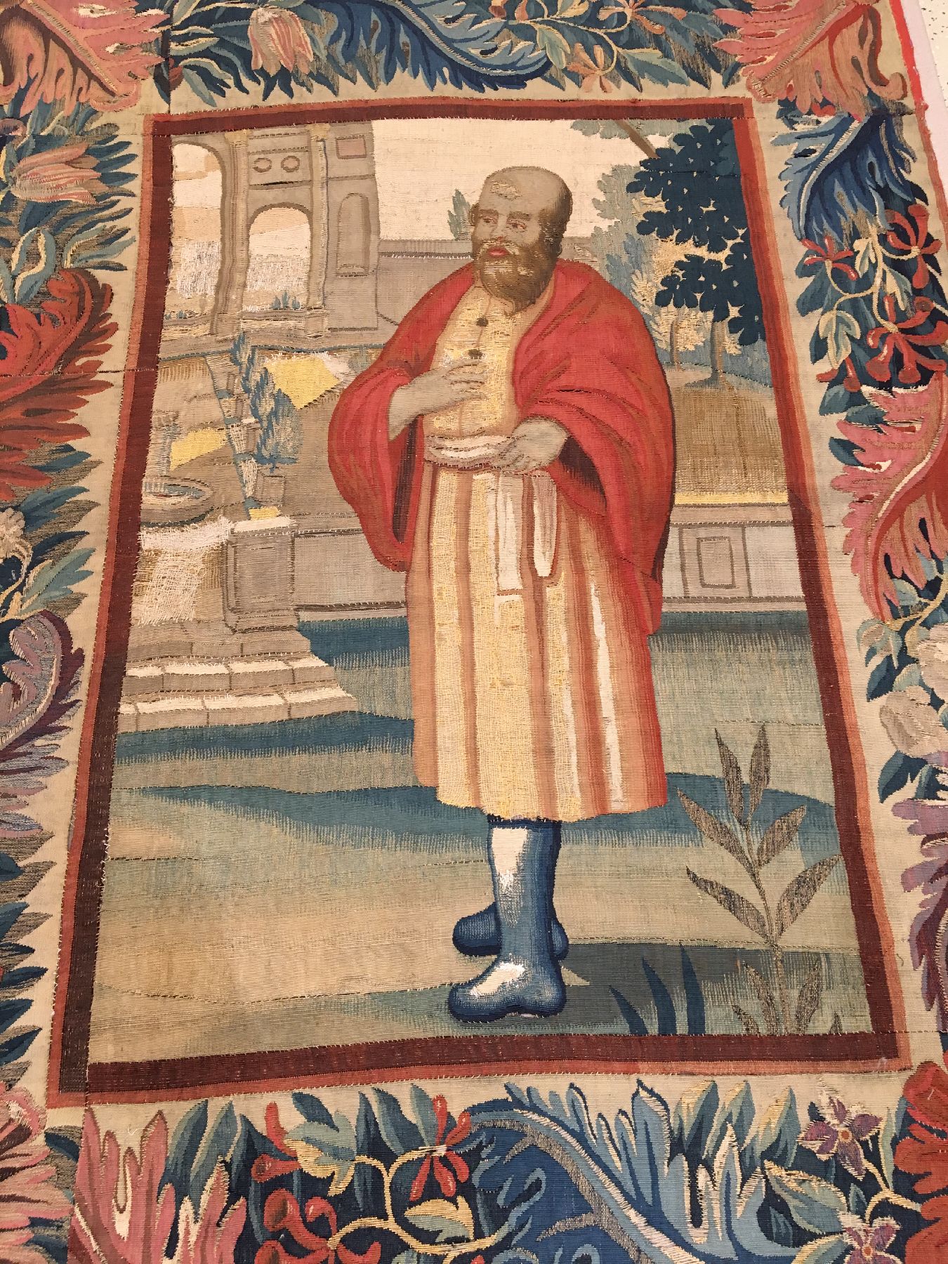 Detail a: Sehr feine Brüsseler "Tapisserie" antik (Fragment), Flandern, 16.Jhd., Wolle mit Seide. Bemerkenswerte feine Arbeit aus den Brüsseler ...