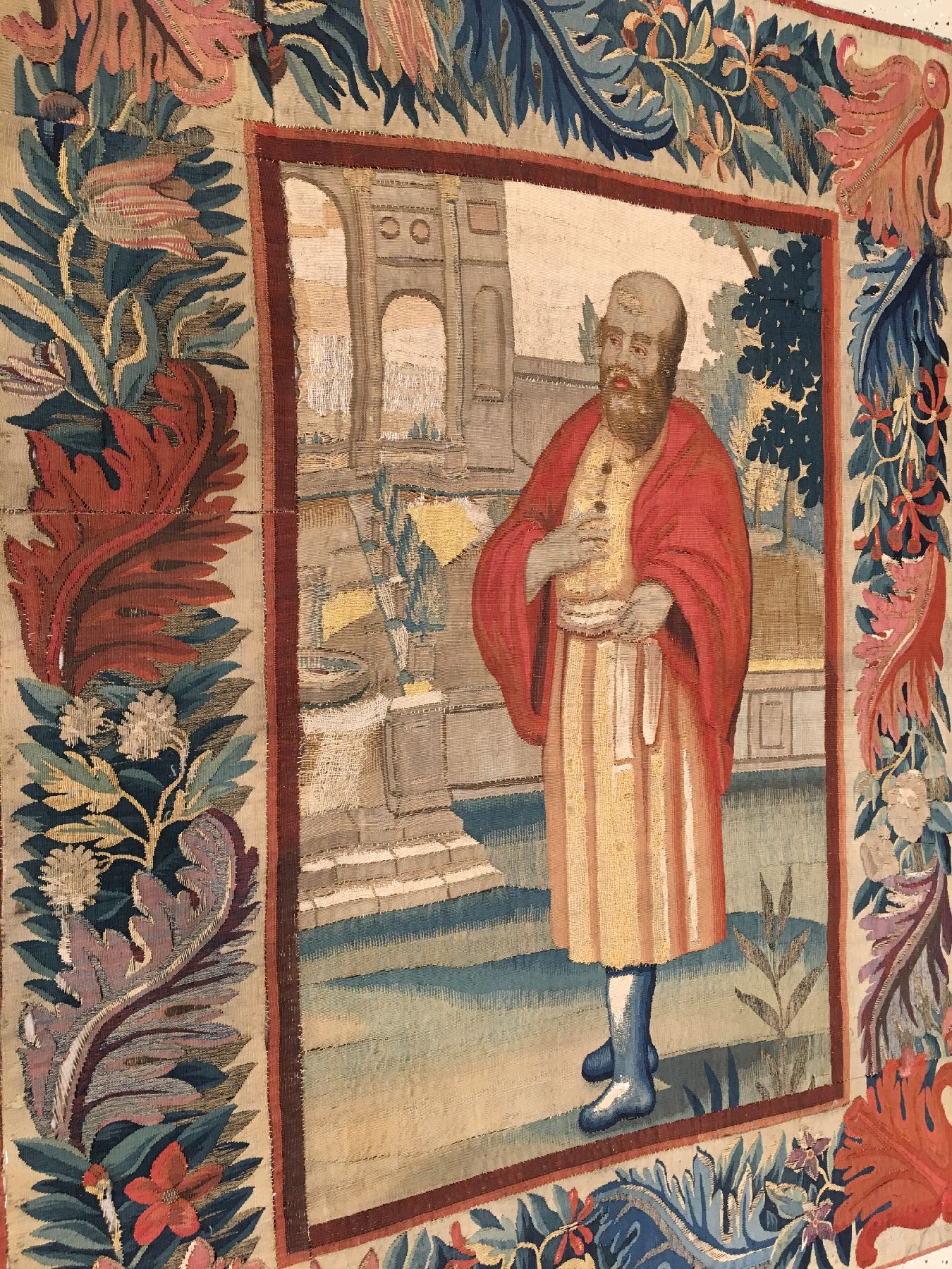 Detail b: Sehr feine Brüsseler "Tapisserie" antik (Fragment), Flandern, 16.Jhd., Wolle mit Seide. Bemerkenswerte feine Arbeit aus den Brüsseler ...