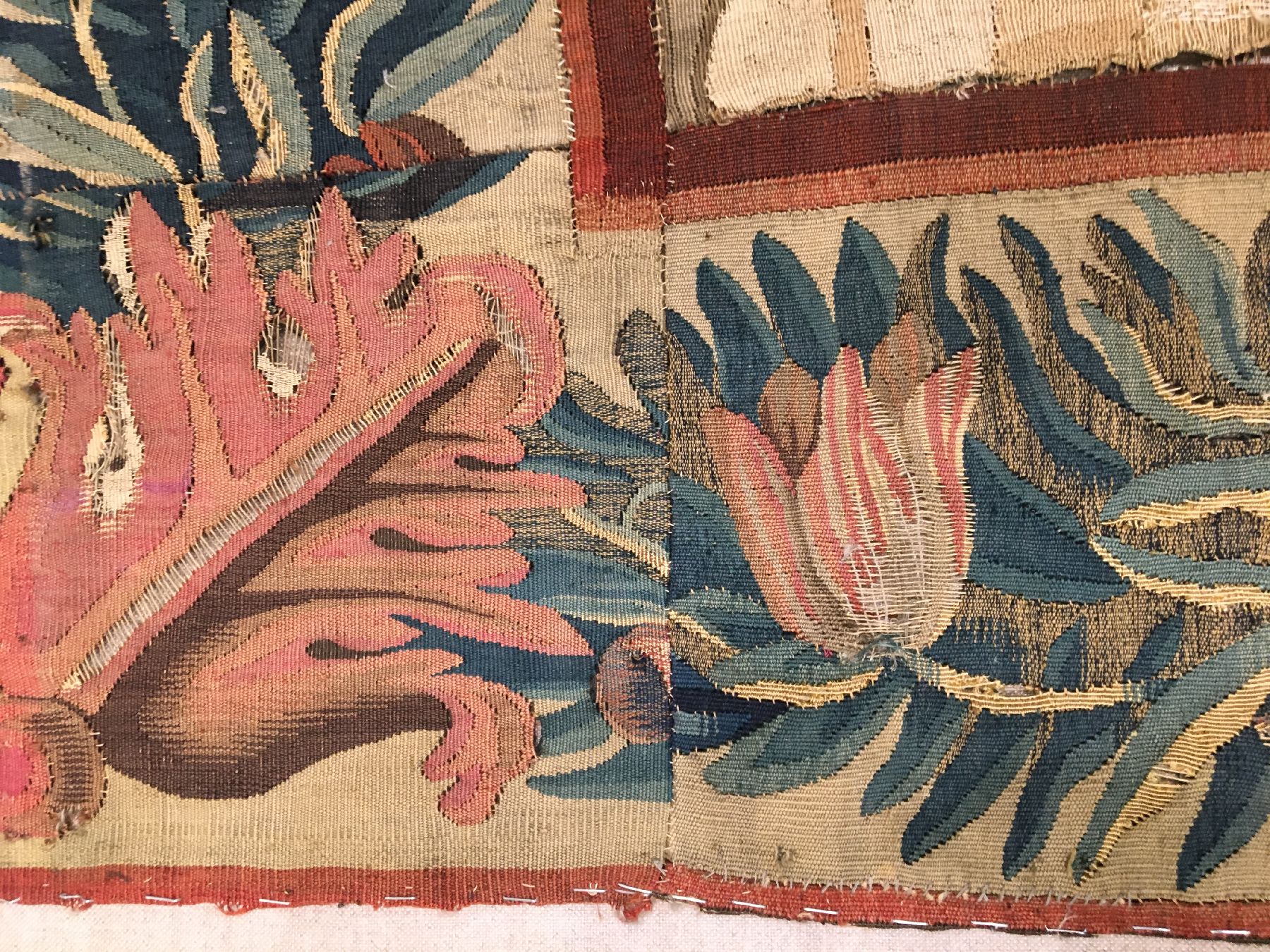 Detail g: Sehr feine Brüsseler "Tapisserie" antik (Fragment), Flandern, 16.Jhd., Wolle mit Seide. Bemerkenswerte feine Arbeit aus den Brüsseler ...
