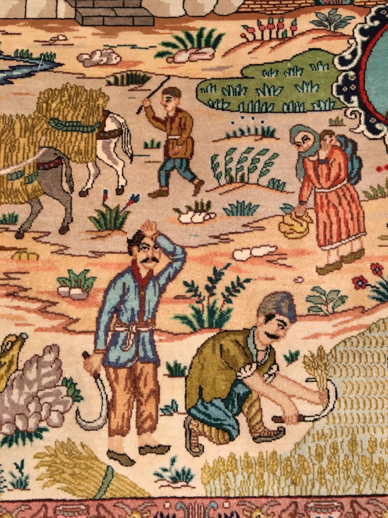 Detail f: Großer feiner Täbriz "Damandan" alt "Vier Jahreszeiten-Teppich" 50 RAJ (Signiert), Nordwestpersien, um 1960, Korkwolle ...