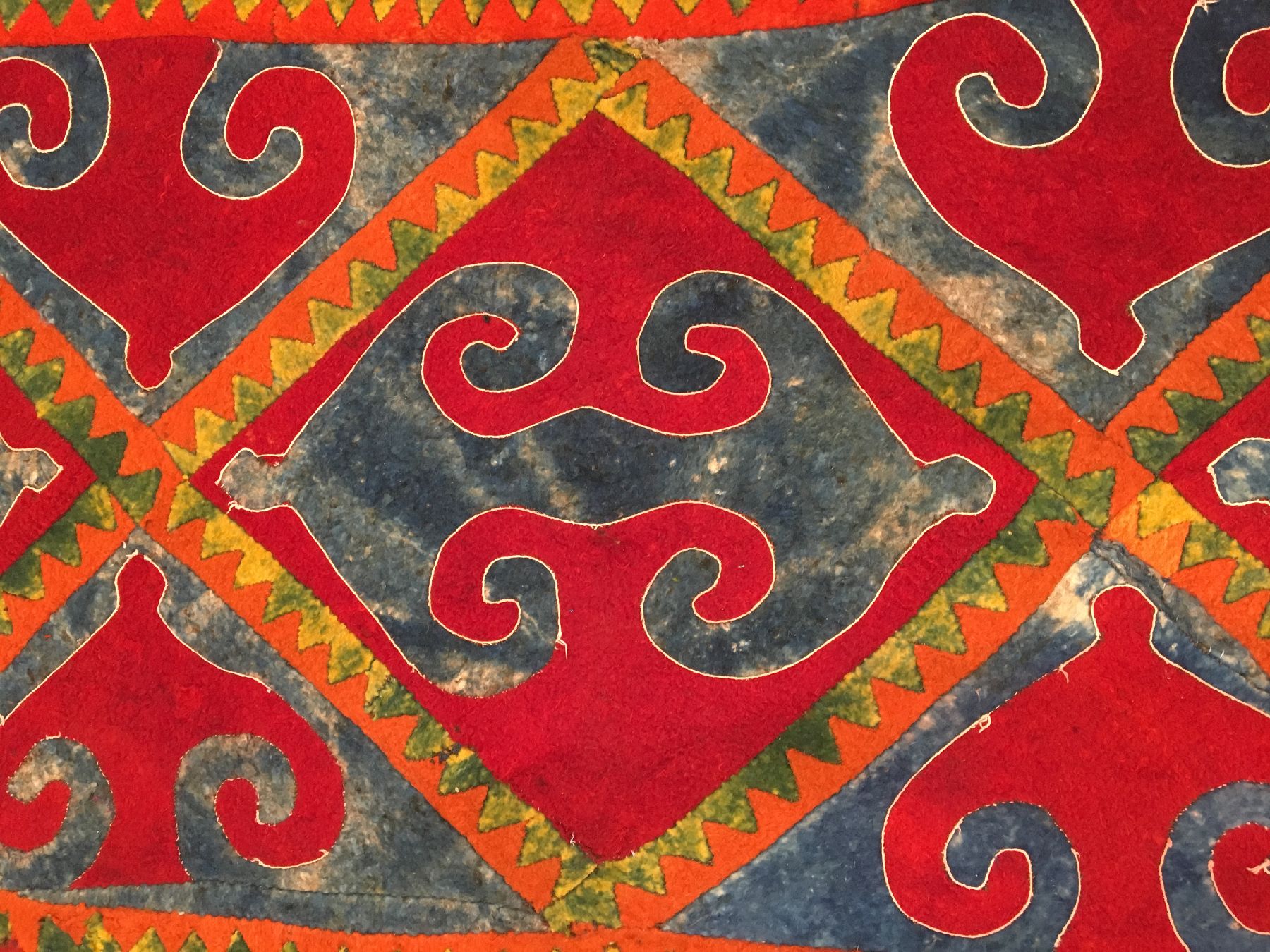 Detail e: Seltener Kirgisischer Shyrdak "Filzteppich" antik, Kirgisistan, Ende 19.Jhd., Filz. Hochdekorativer Filzteppich der Kirgisen mit ...