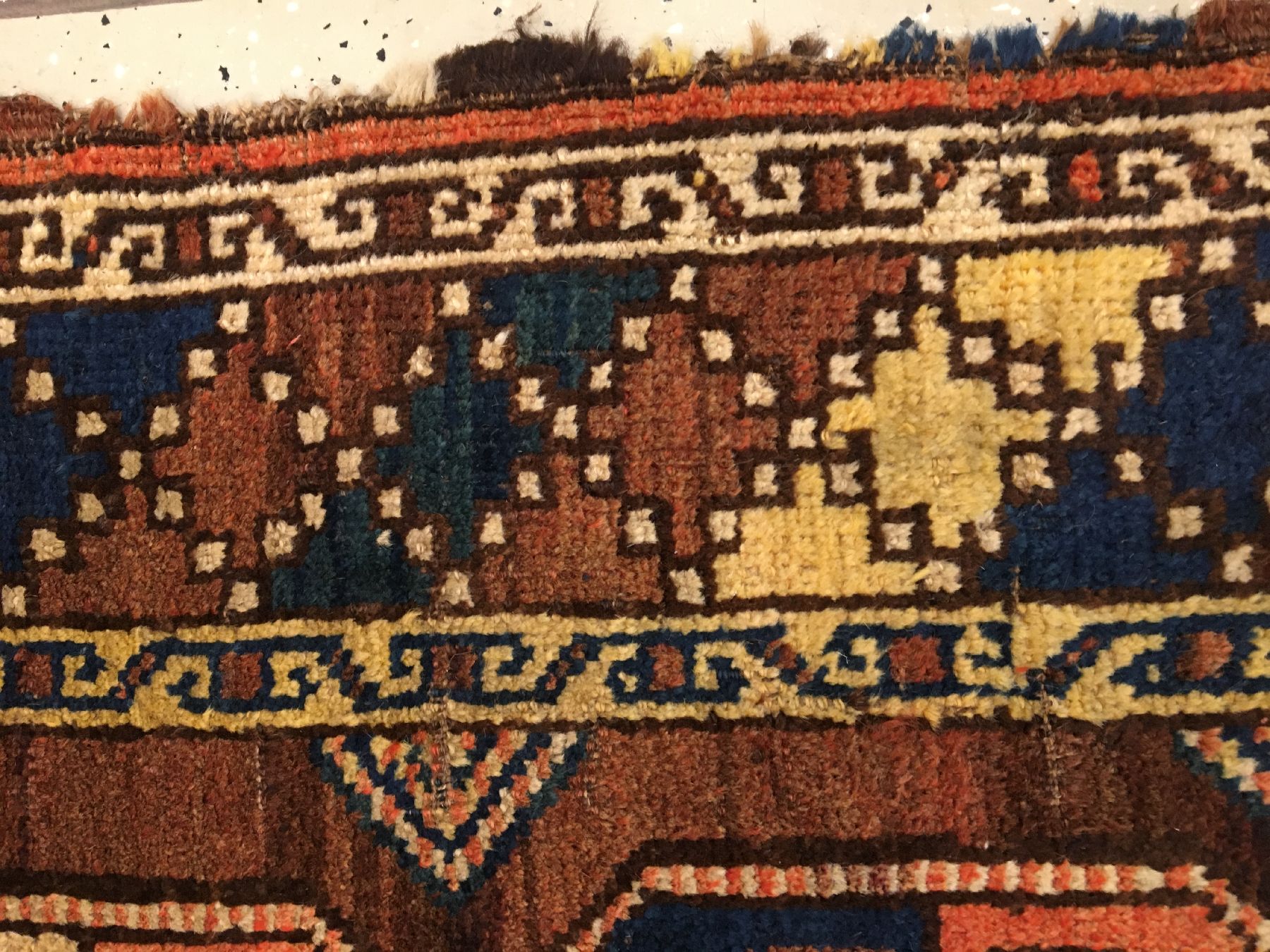 Detail e: Kirgisischer "Hauptteppich" antik, Kirgisistan Amu-Darja Region, Ende 19.Jhd., Wolle geknüpft auf Ziegenhaar. Großer Hauptteppich der ...