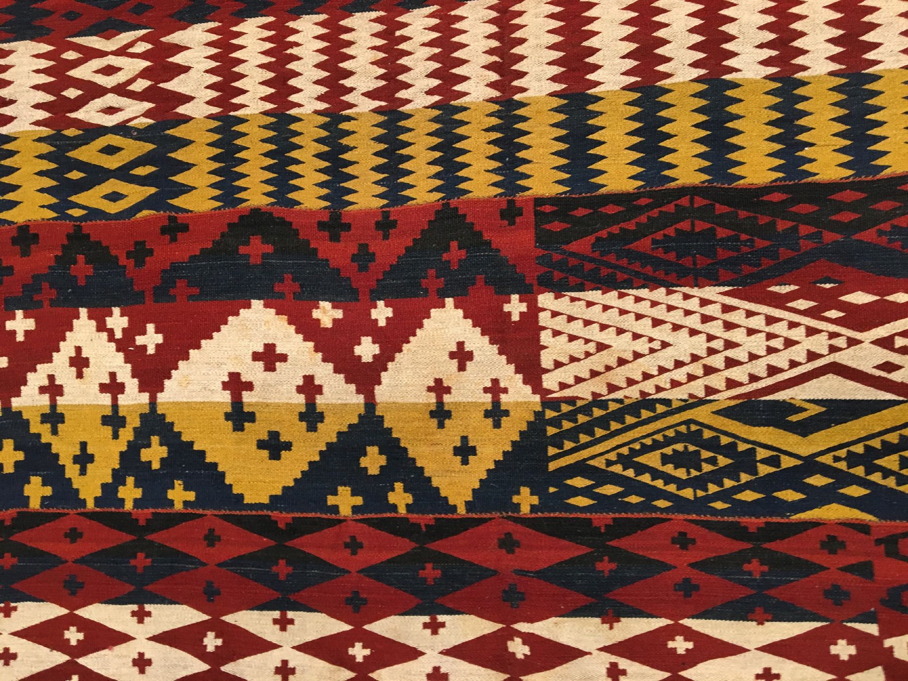 Detail f: Ghudjeri "Flachgewebe" alt, Usbekistan, um 1920/1930, Wolle geknüpft auf Wolle. Dekorativer Ghudjeri mit charakteristischer Ornamentik, ...